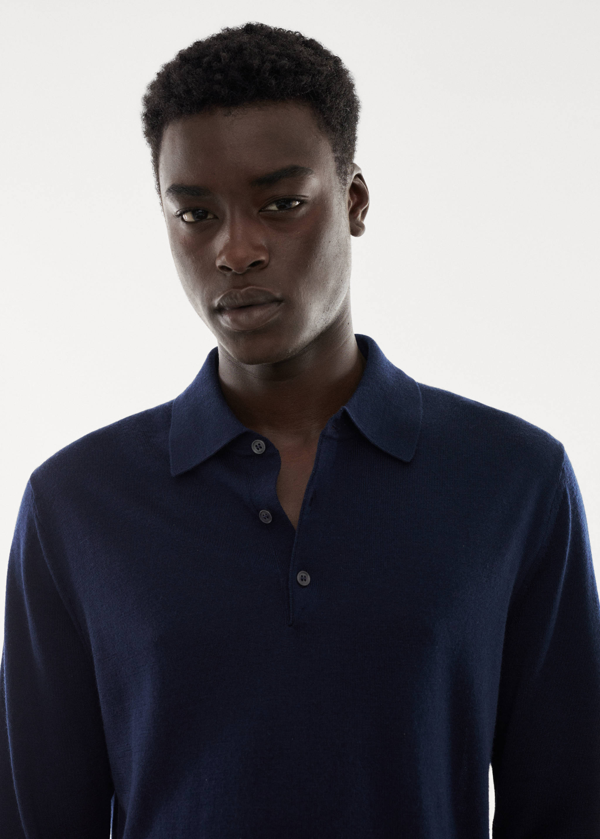 100% merino wool long-sleeved polo shirt - Details of the article 1