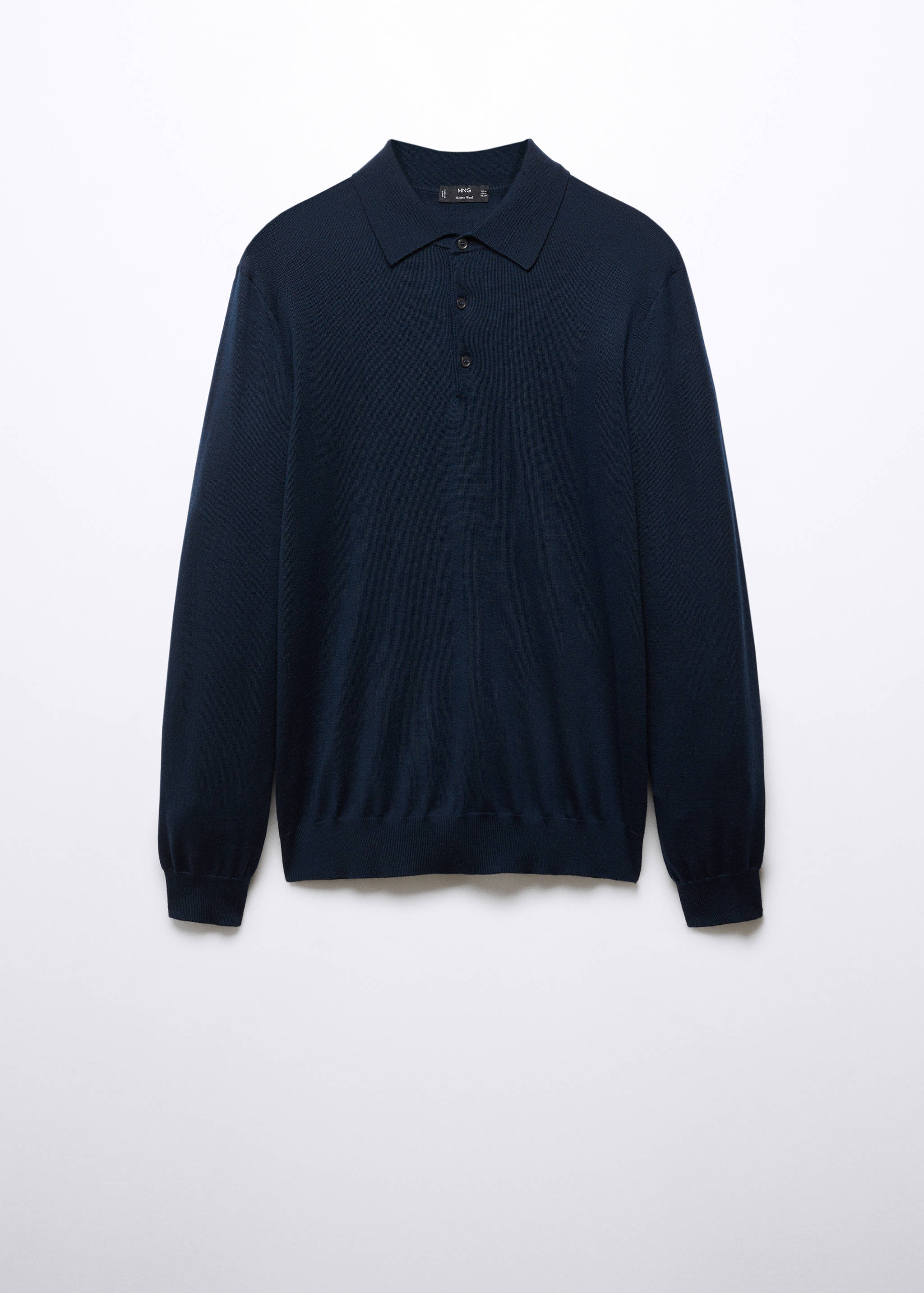 100% merino wool long-sleeved polo shirt - Article without model