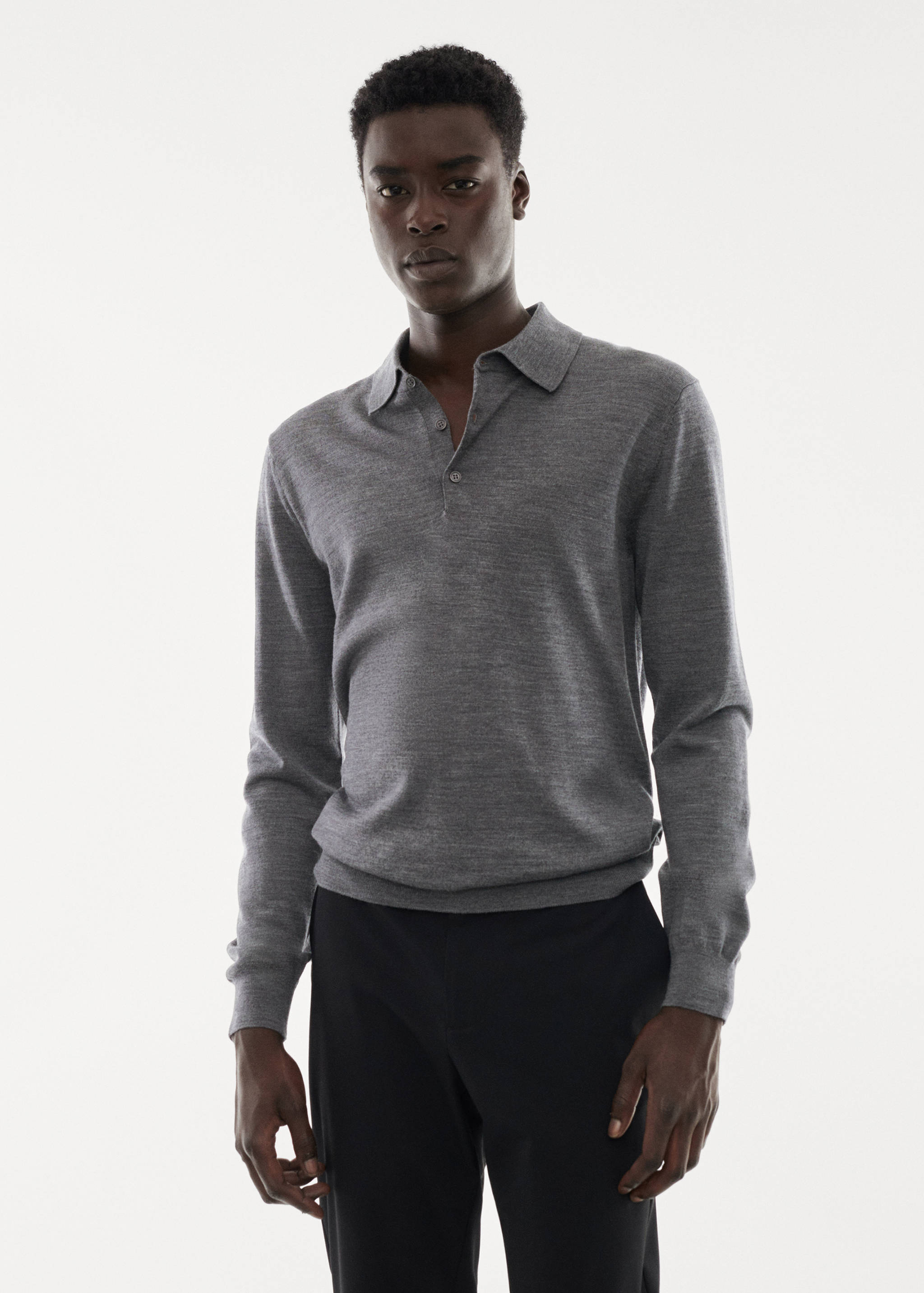 100% merino wool long-sleeved polo shirt - Medium plane