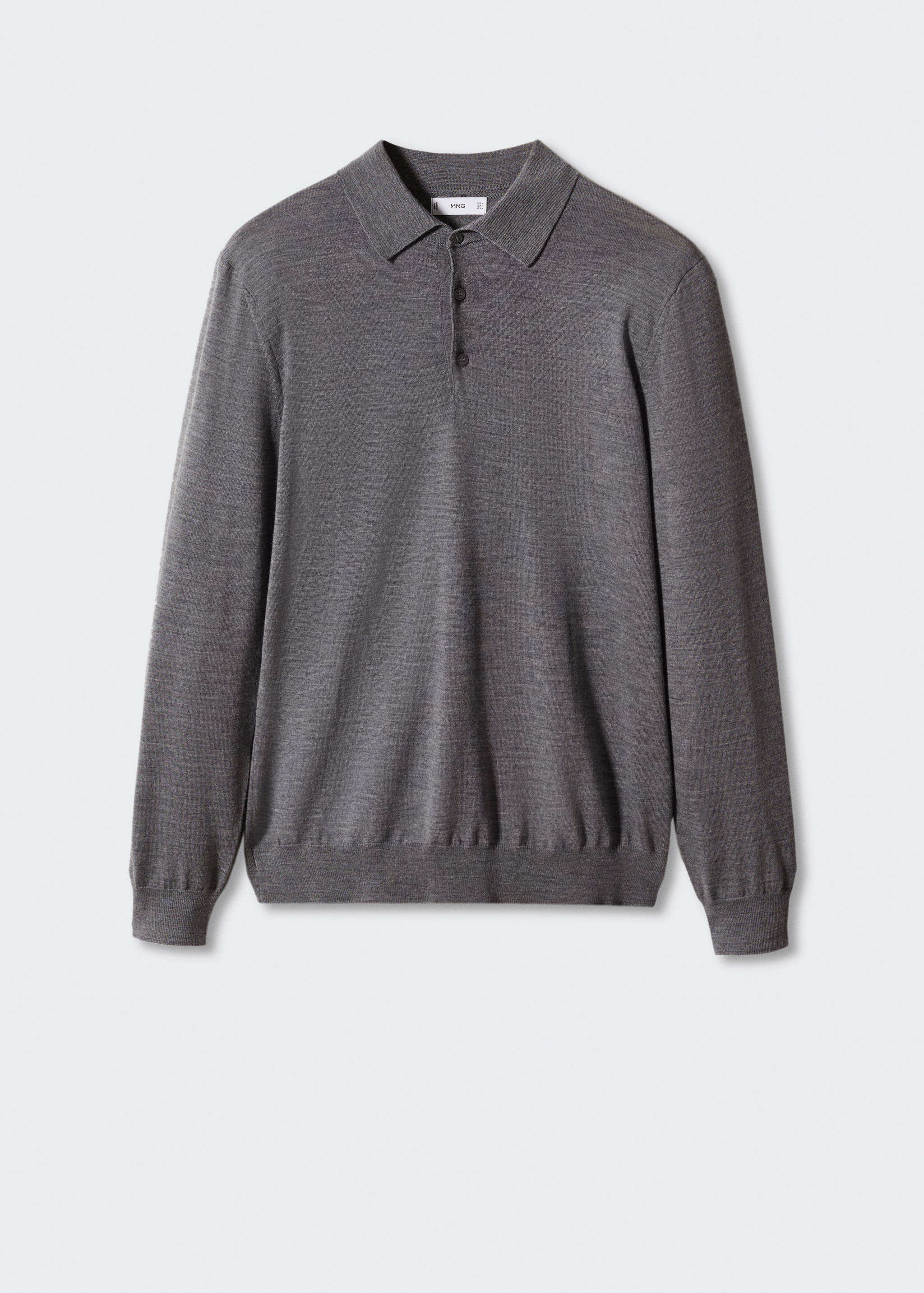 100% merino wool long-sleeved polo shirt - Article without model