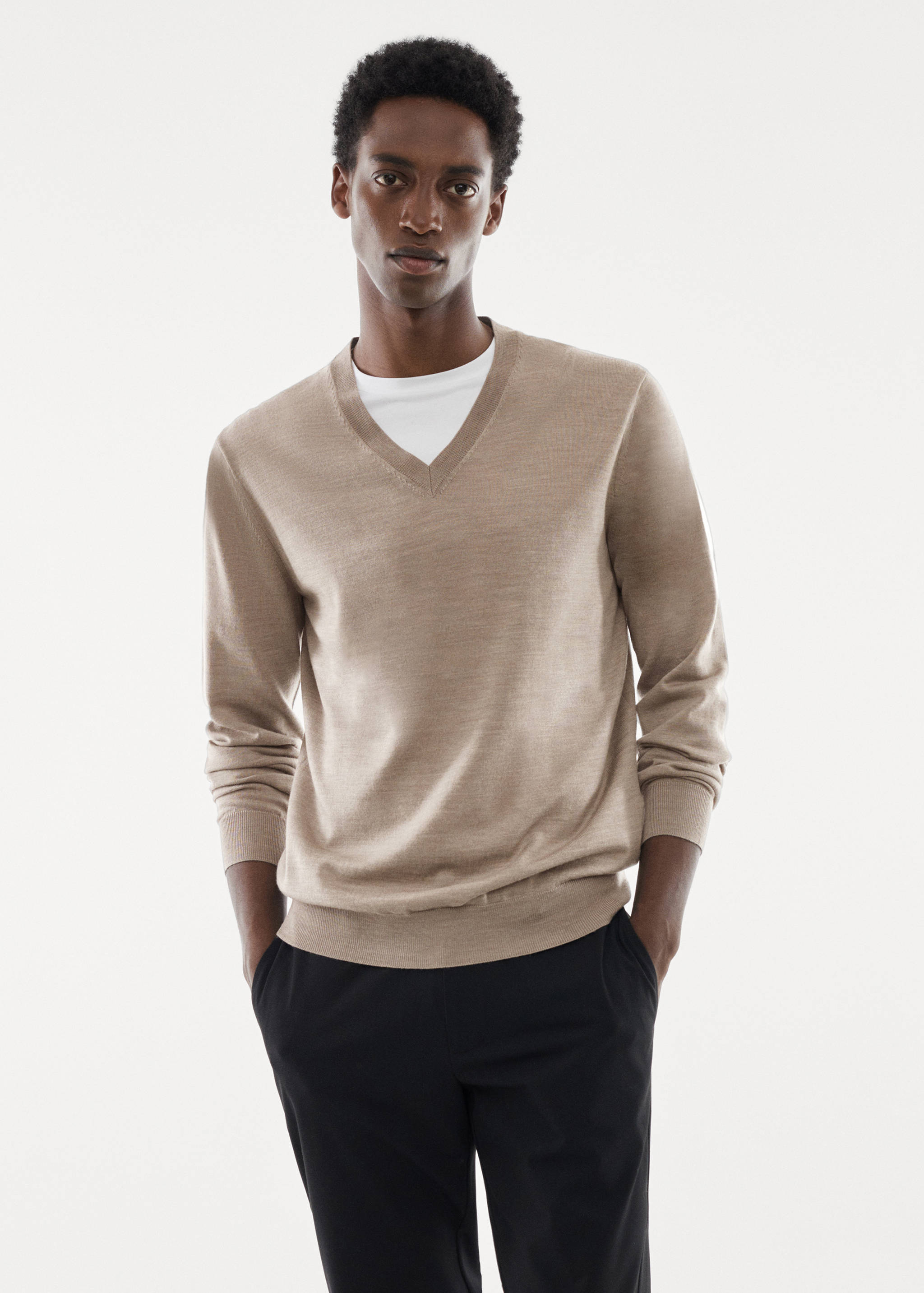 100% merino wool V-neck sweater - Medium plane