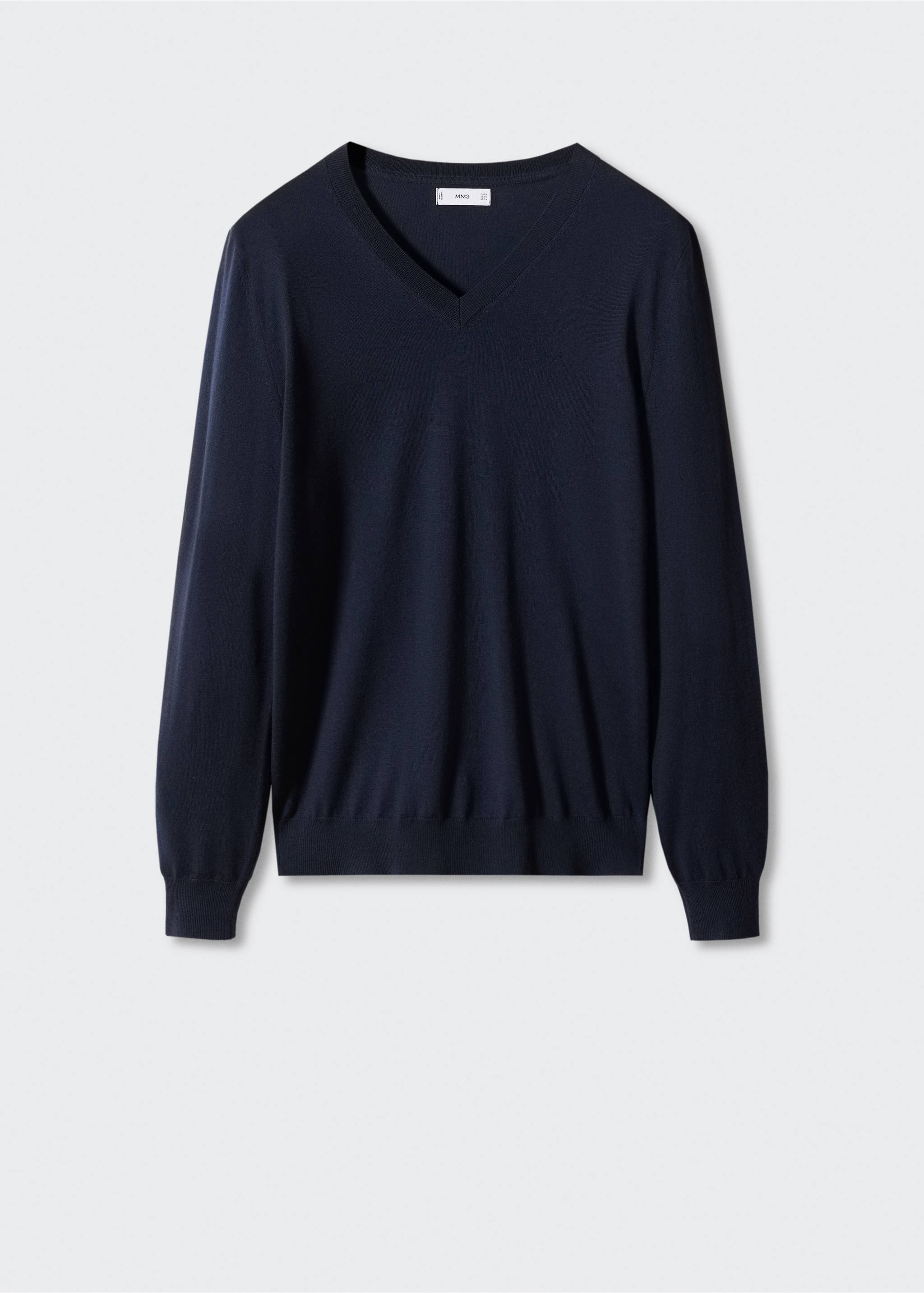 Pull-over 100 % laine mérinos col V - Article sans modèle, Bleu marine. Ref: 57004767-00.