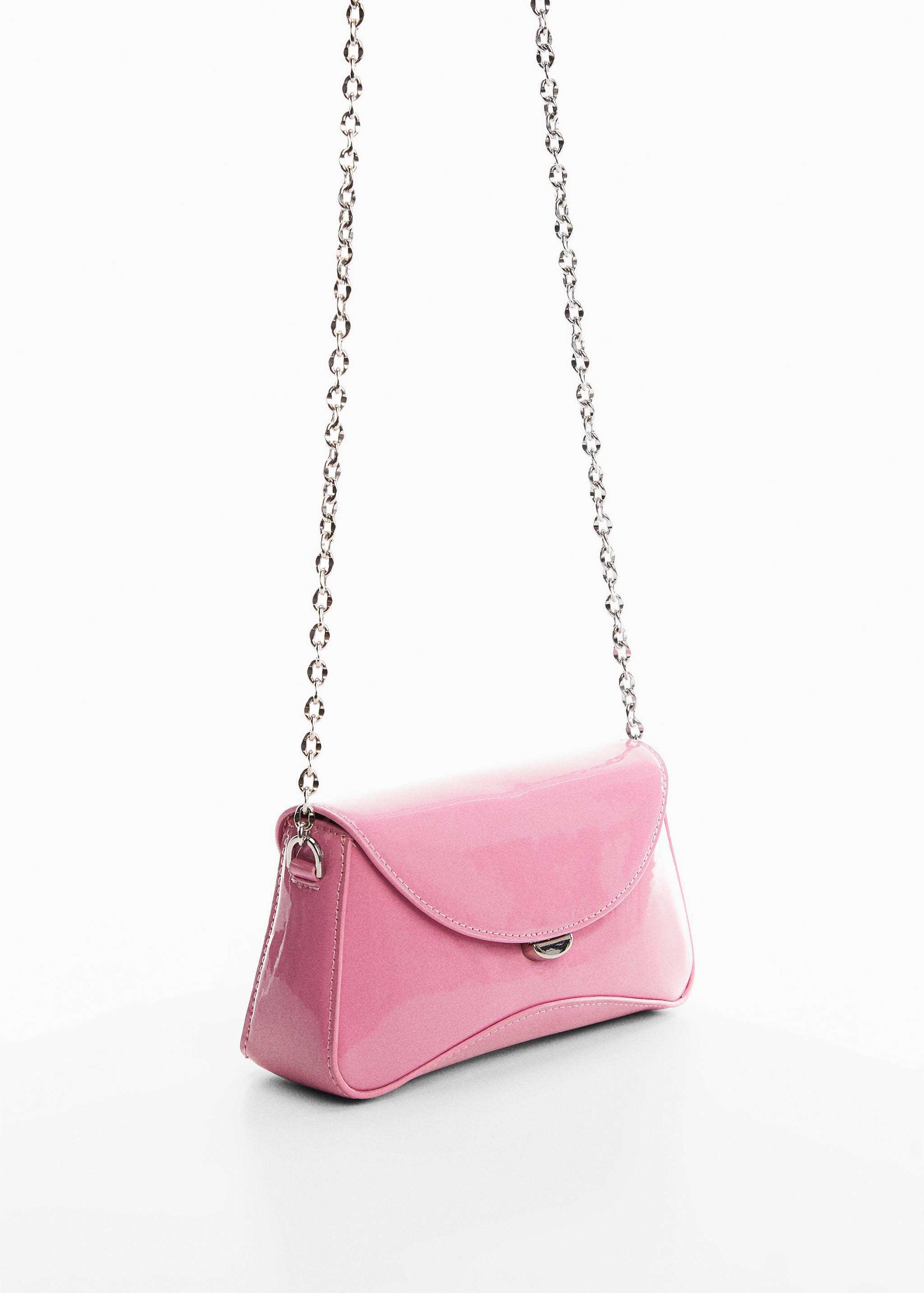 حقيبة يد بسلسلة جلد لامع - رؤية وسط