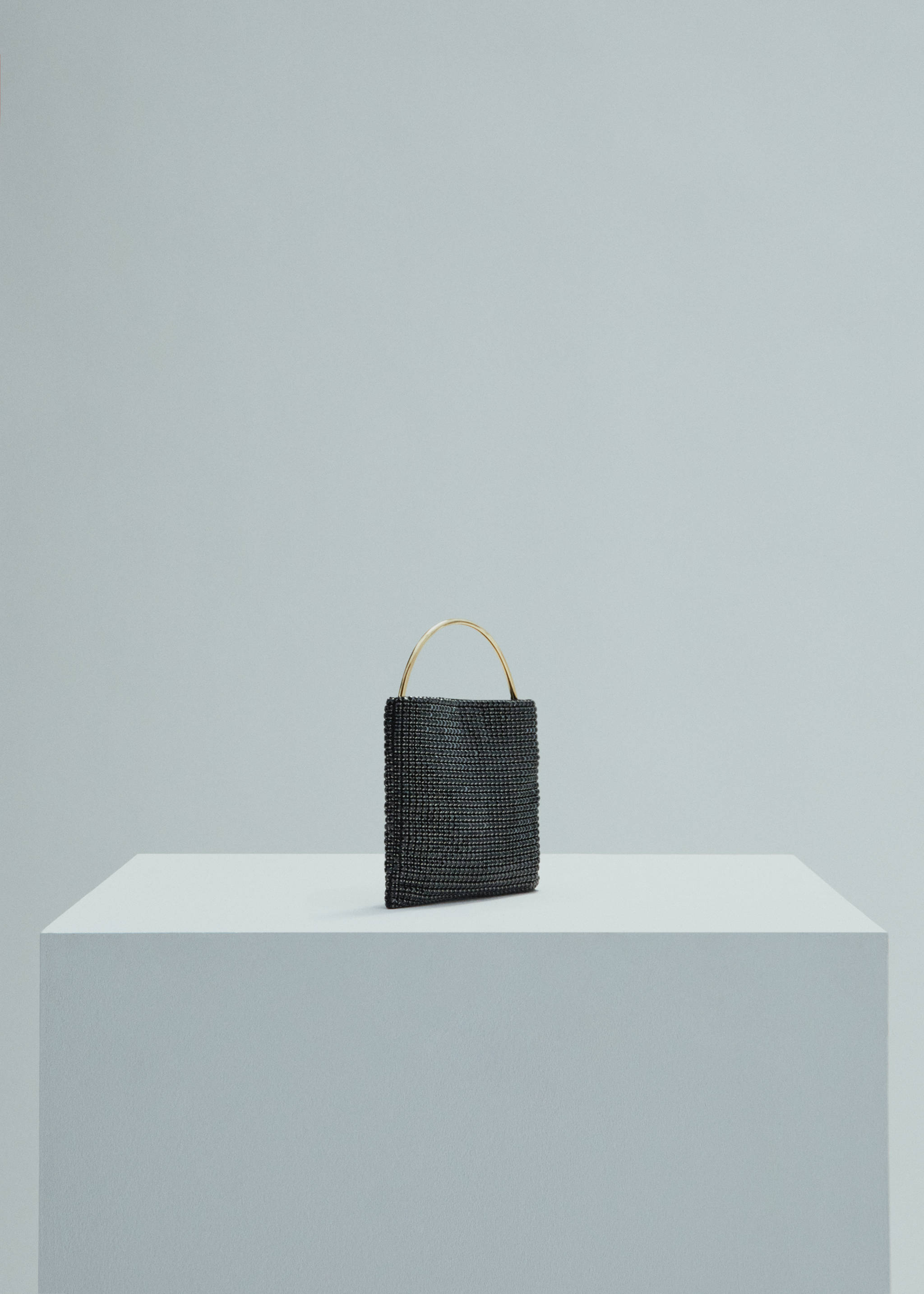 Rhinestone bag with rigid handle - Medium plane
