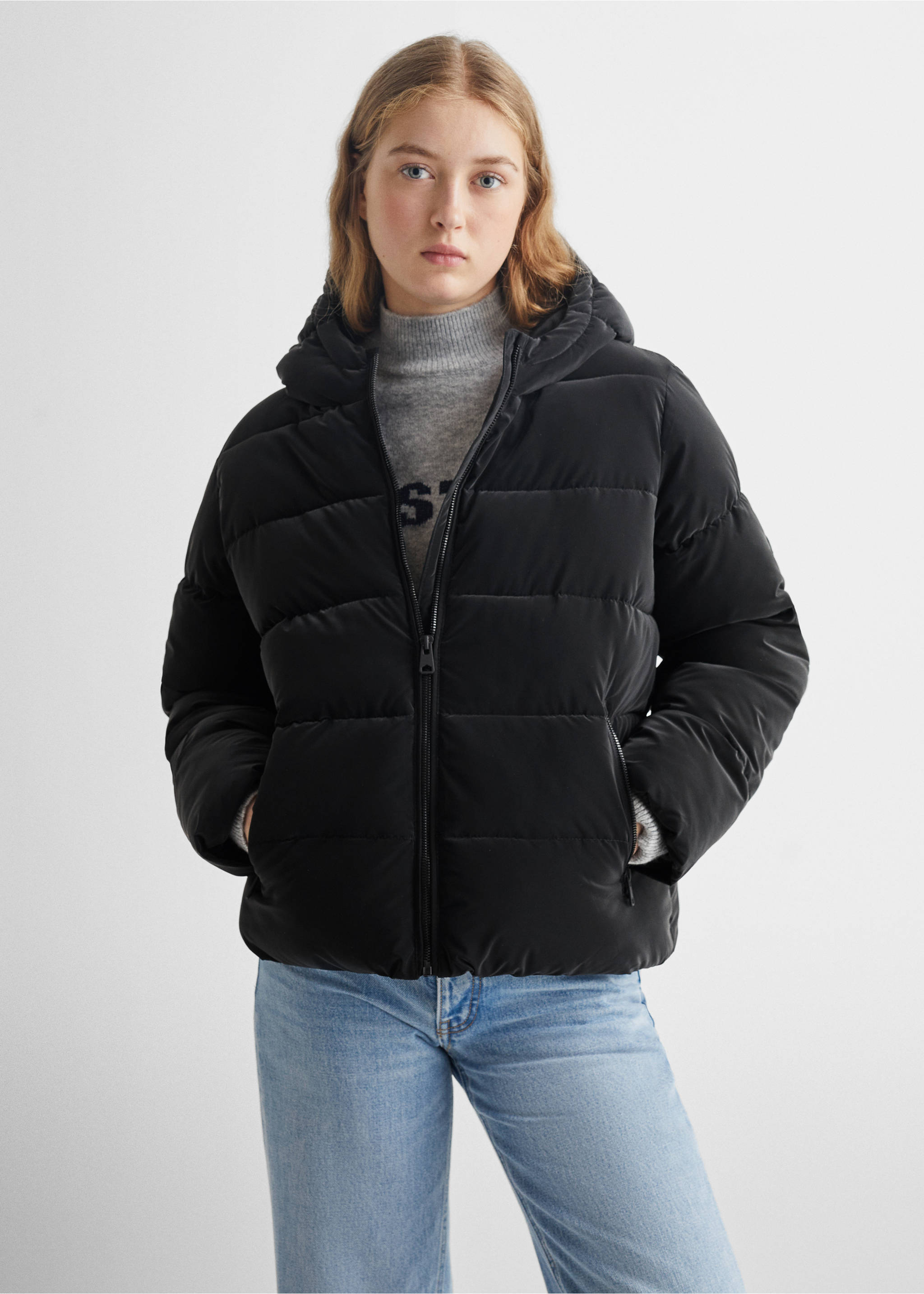 Anorak acolchado - Plano medio, Negro. Ref: 57005136-00.
