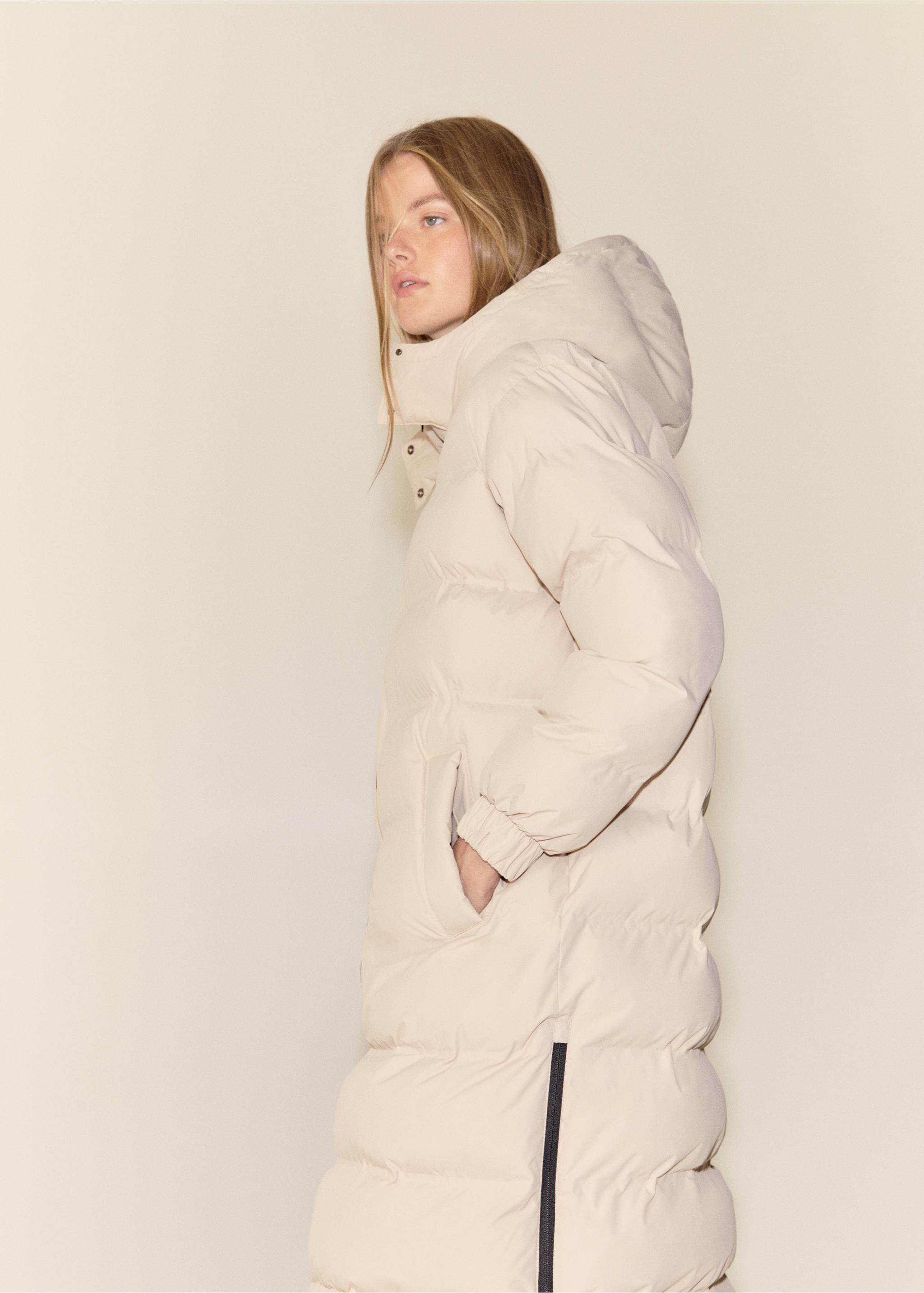 Anorak largo acolchado - Detalle del artículo 5, Beige. Ref: 57005139-00.