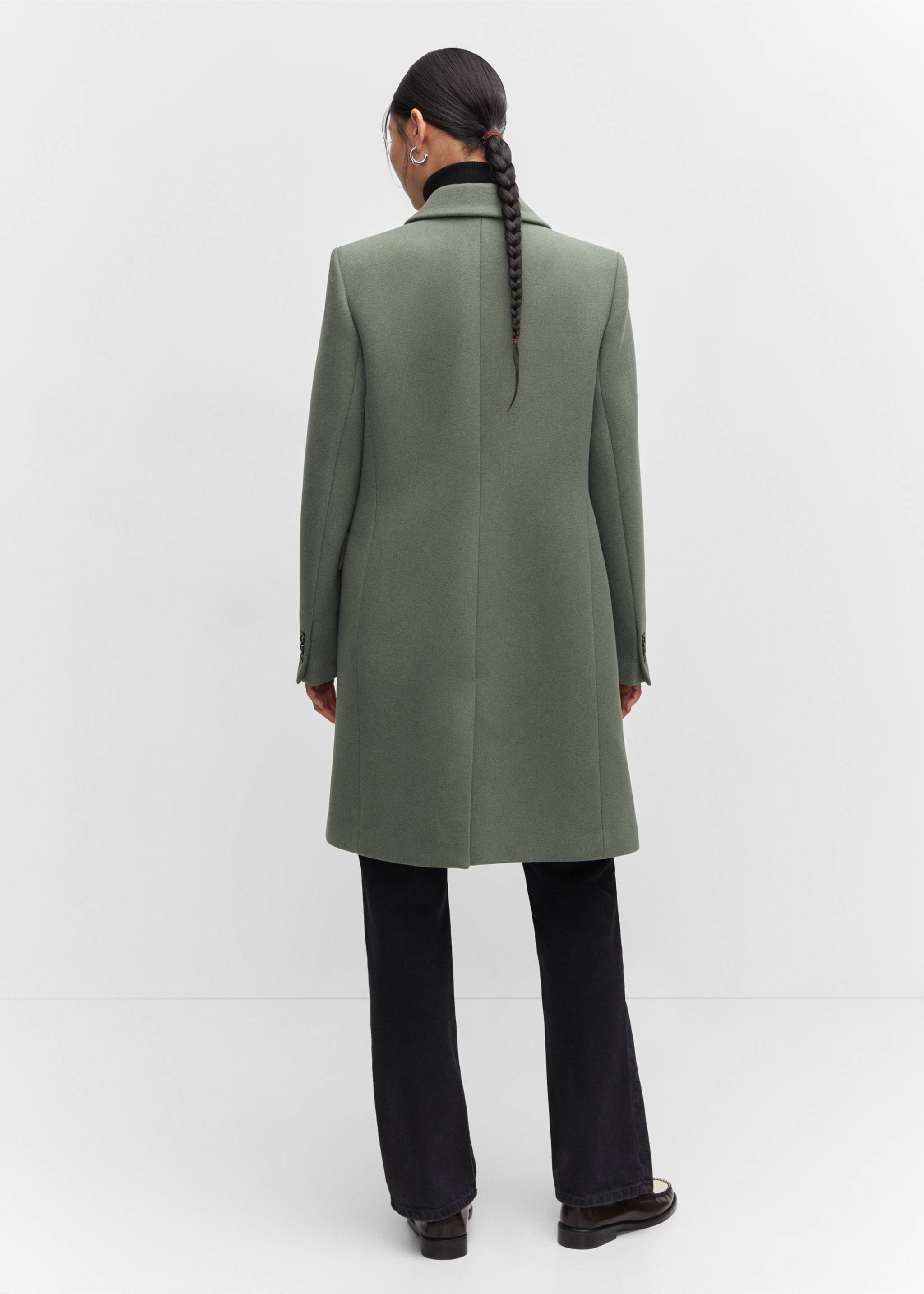 Wool double-breasted coat - Reverse of the article, Khaki. Ref: 57005144-00.