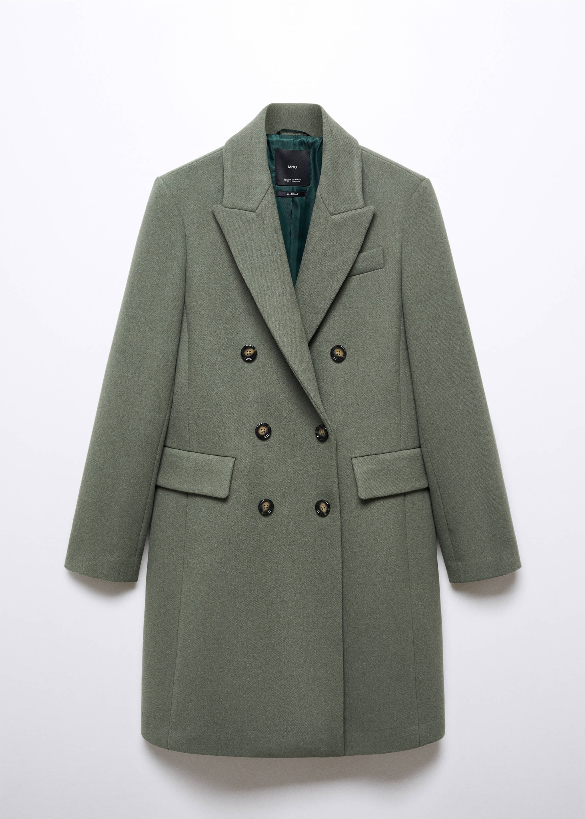 Wool double-breasted coat - Article without model, Khaki. Ref: 57005144-00.