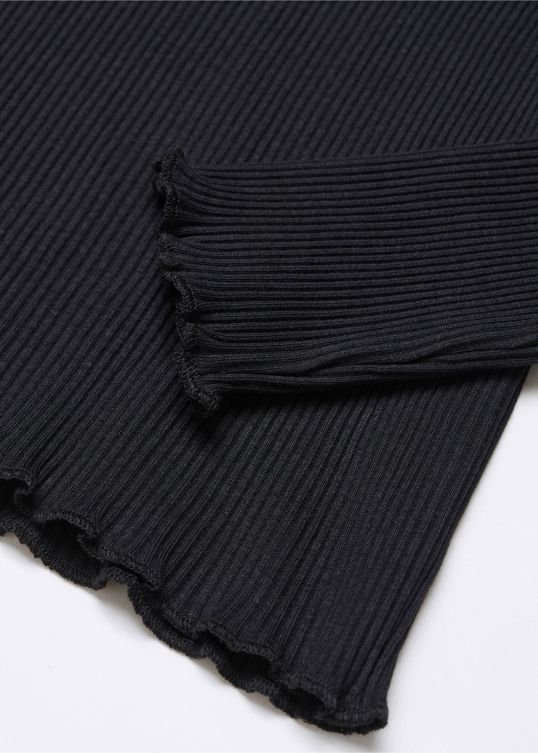T-shirt côtelé col roulé - Détail de l'article 8, Noir. Ref: 57005791-00.