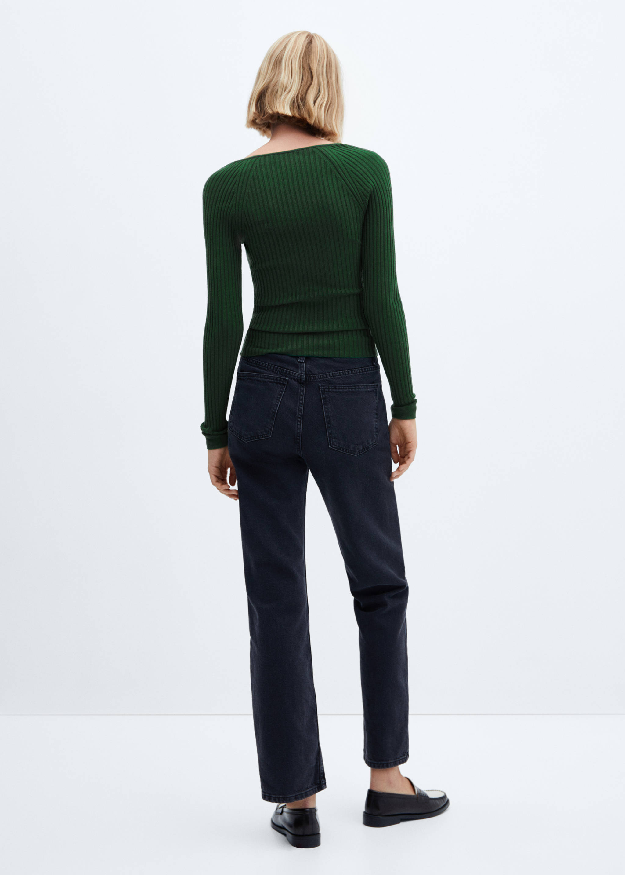 V-neck ribbed knit sweater - Reverse of the article