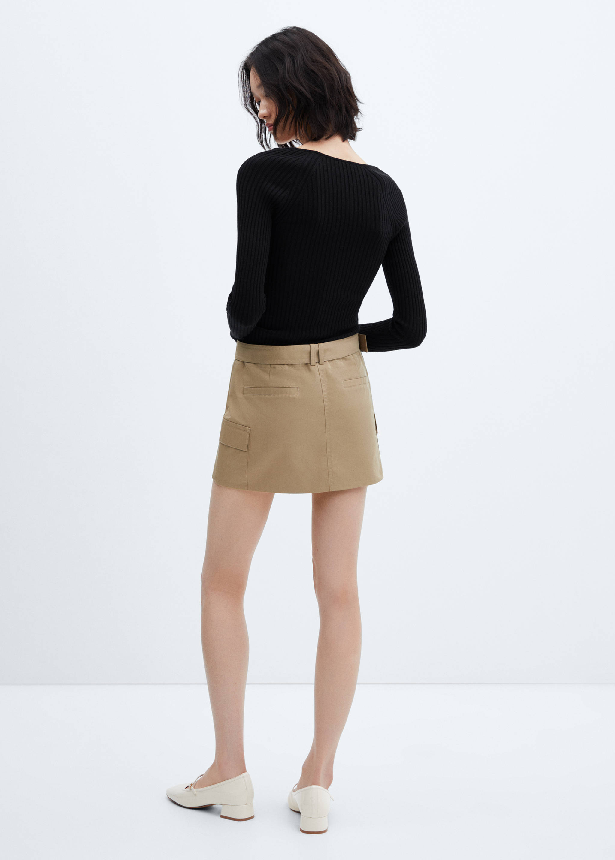 V-neck ribbed knit sweater - Reverse of the article