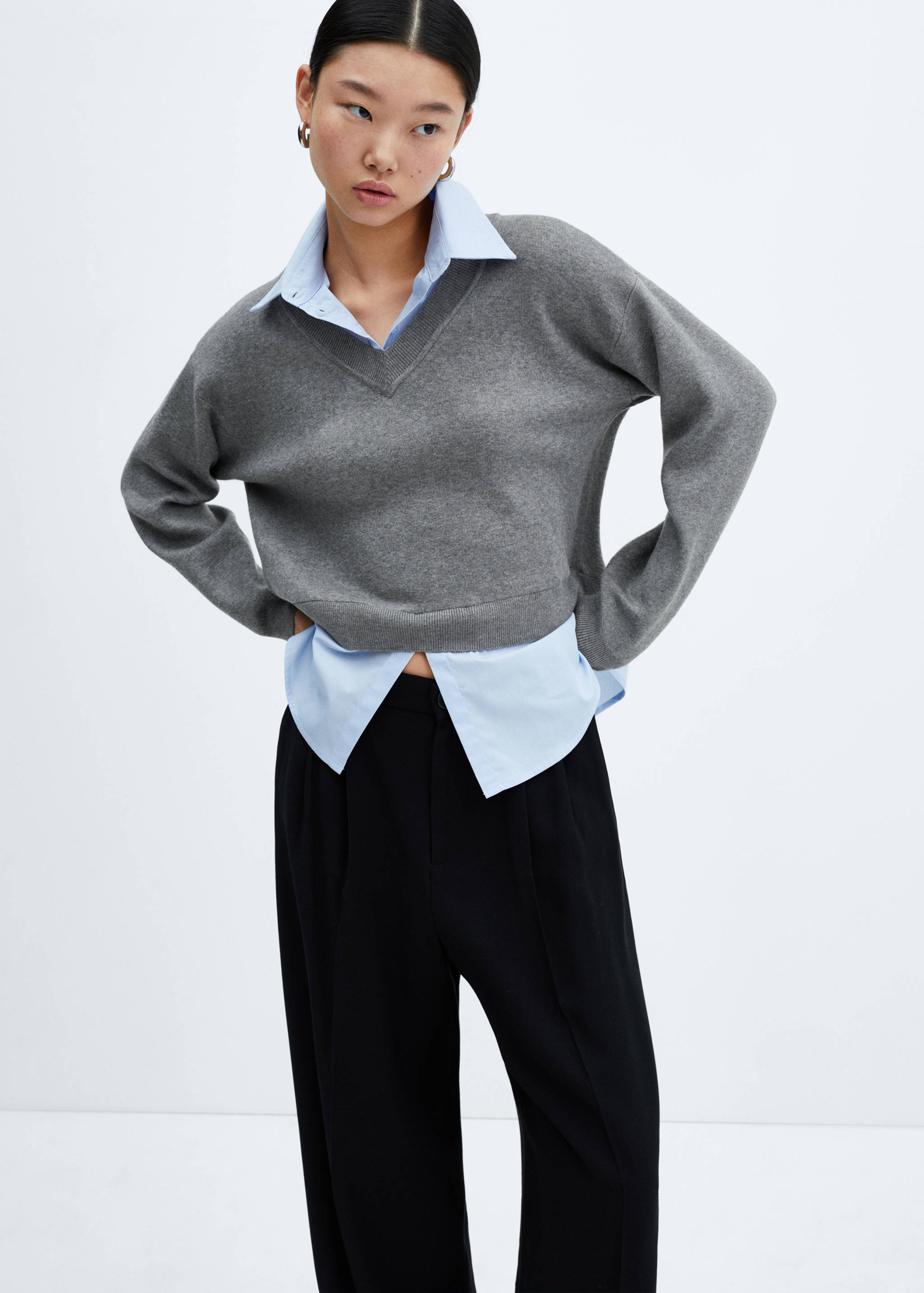 Pull-over chemise combiné - Plan moyen