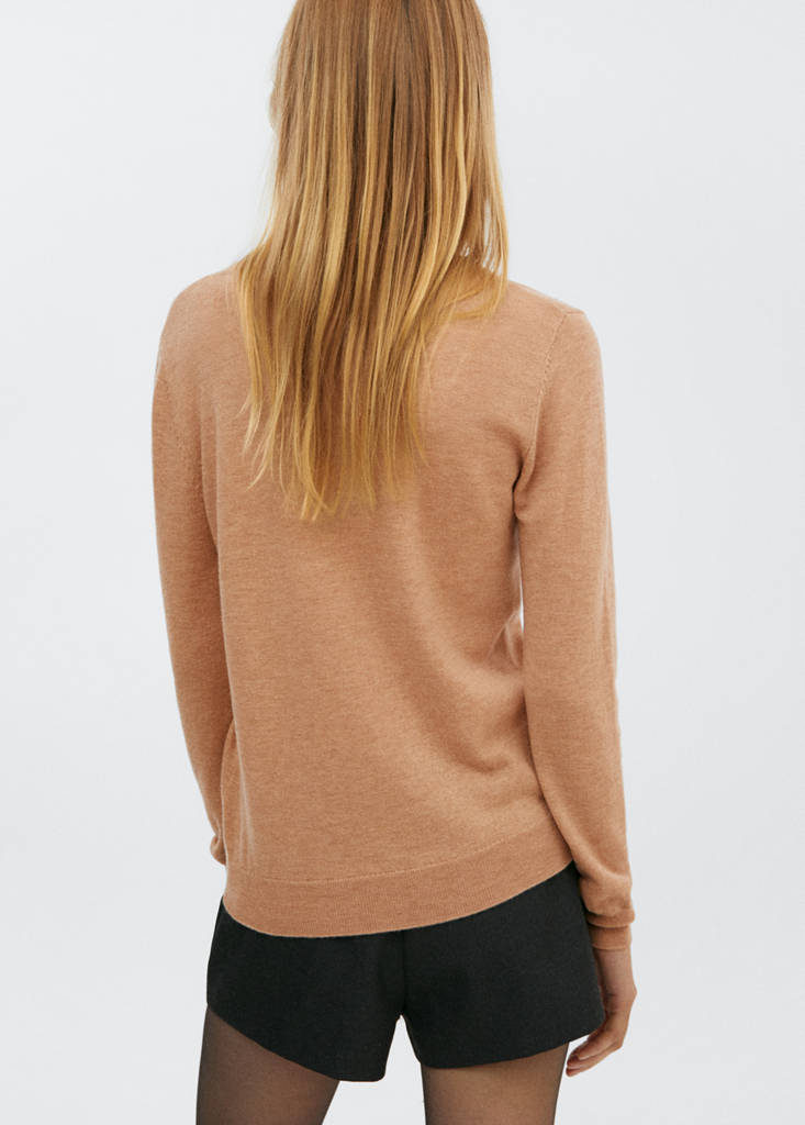 V-neck wool sweater — Medium Brown