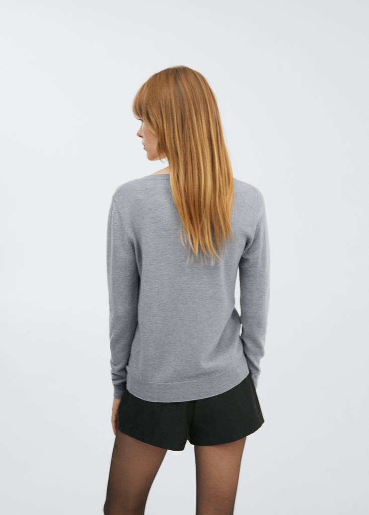 V-neck wool sweater — Light Heather Grey