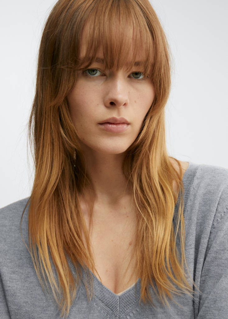 V-neck wool sweater — Light Heather Grey