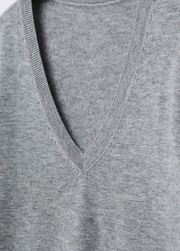 V-neck wool sweater — Light Heather Grey
