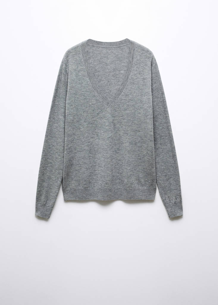 V-neck wool sweater — Light Heather Grey