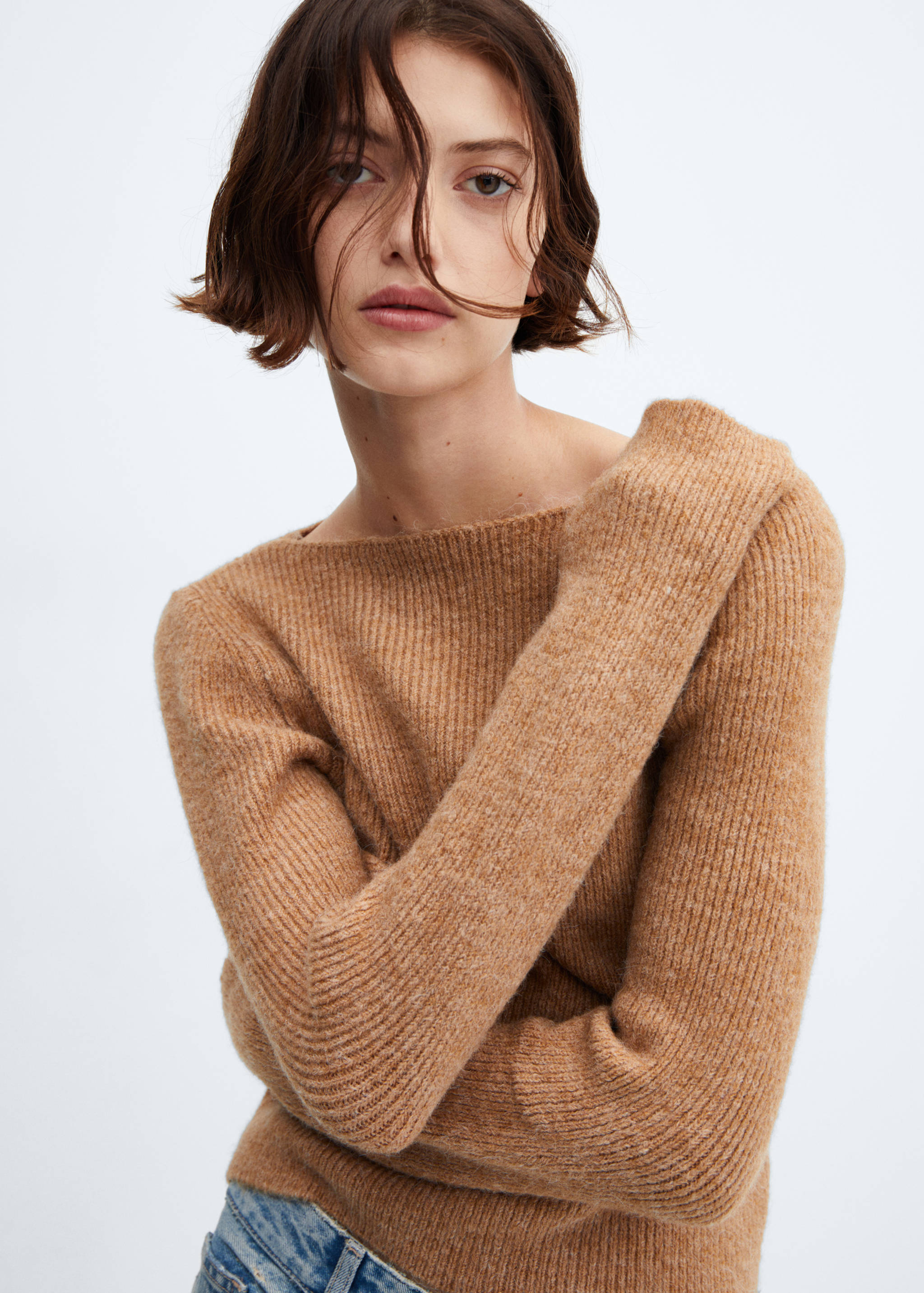 Boat-neck knitted sweater - Details of the article 1