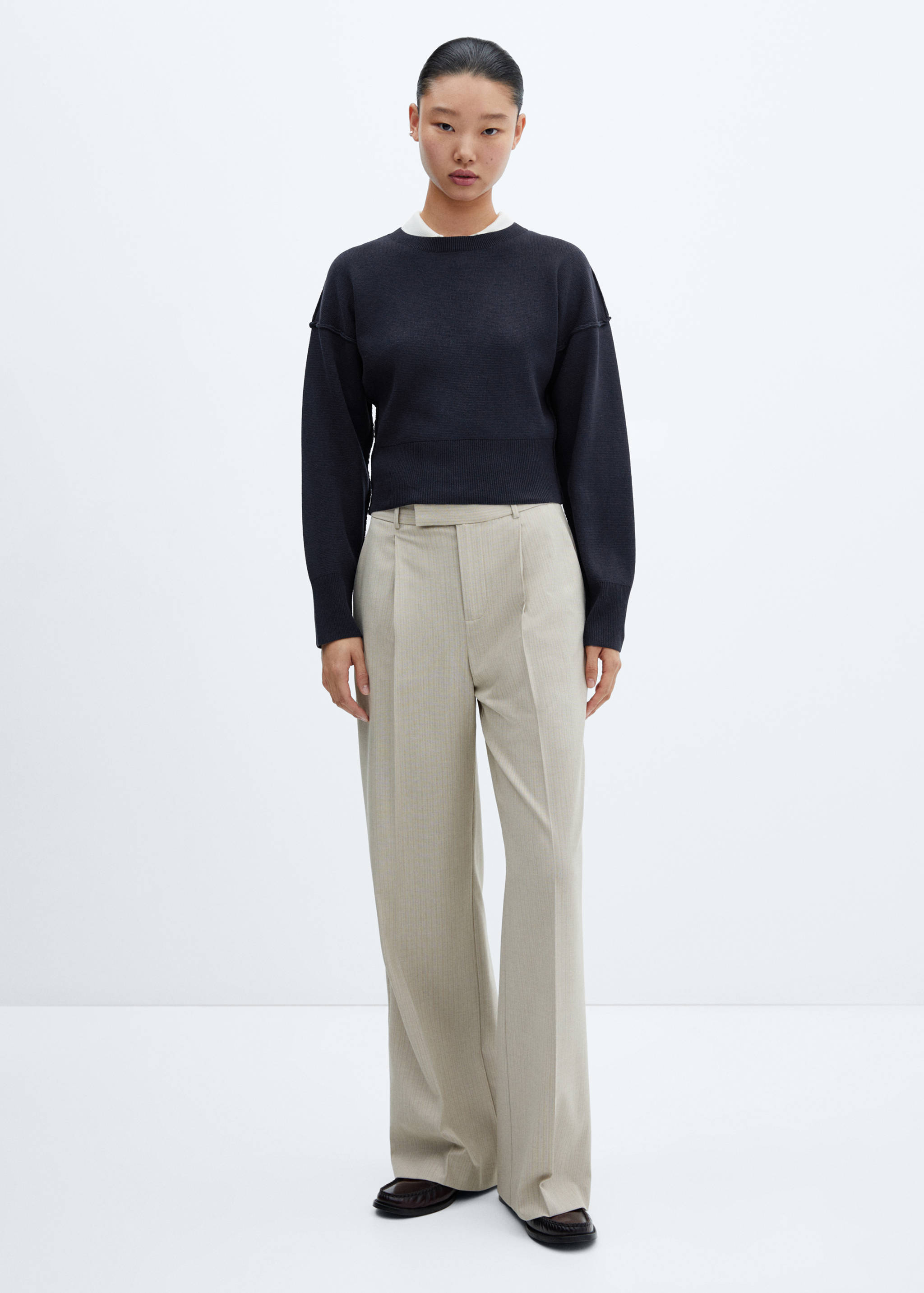 Drop-shoulder sweater with seam detail - General plane