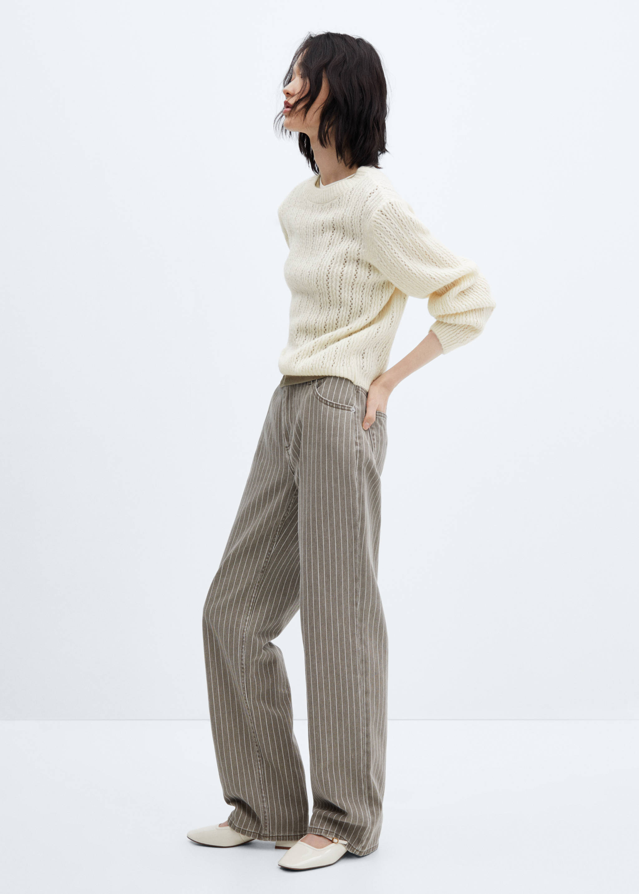 Panel sweater with lace design - General plane