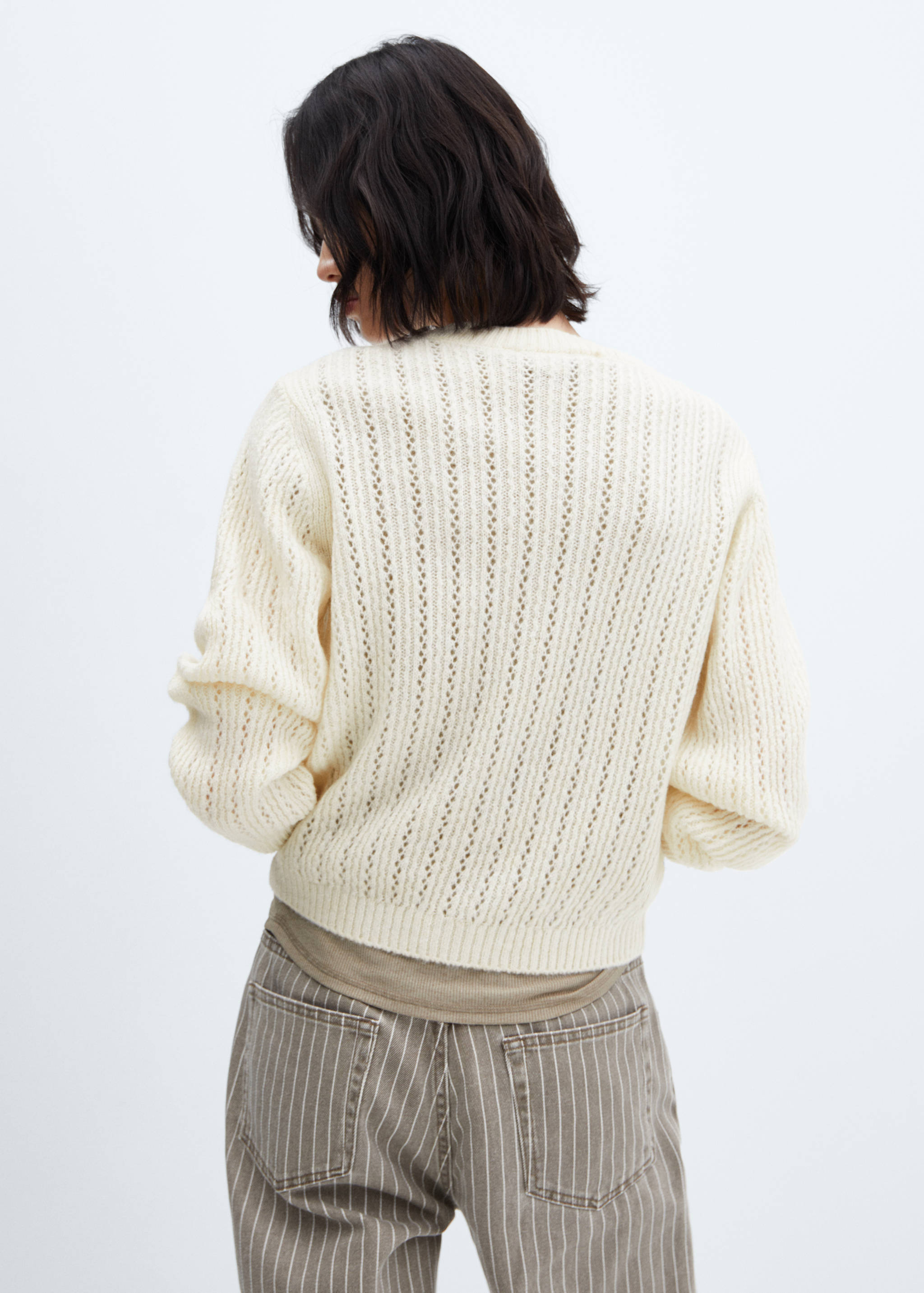 Panel sweater with lace design - Reverse of the article
