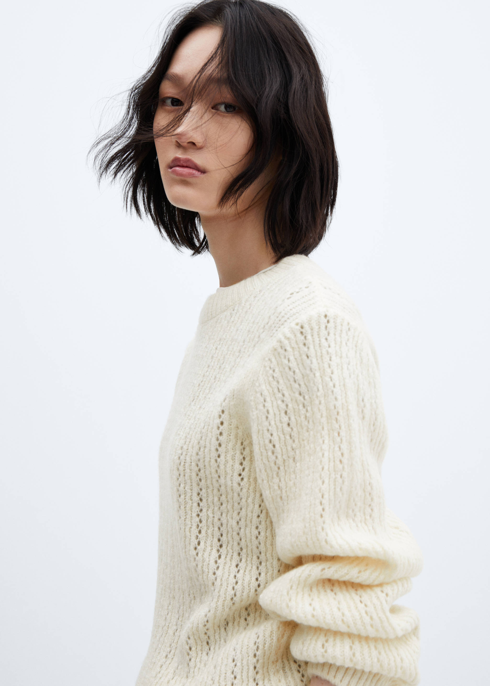 Panel sweater with lace design - Details of the article 1