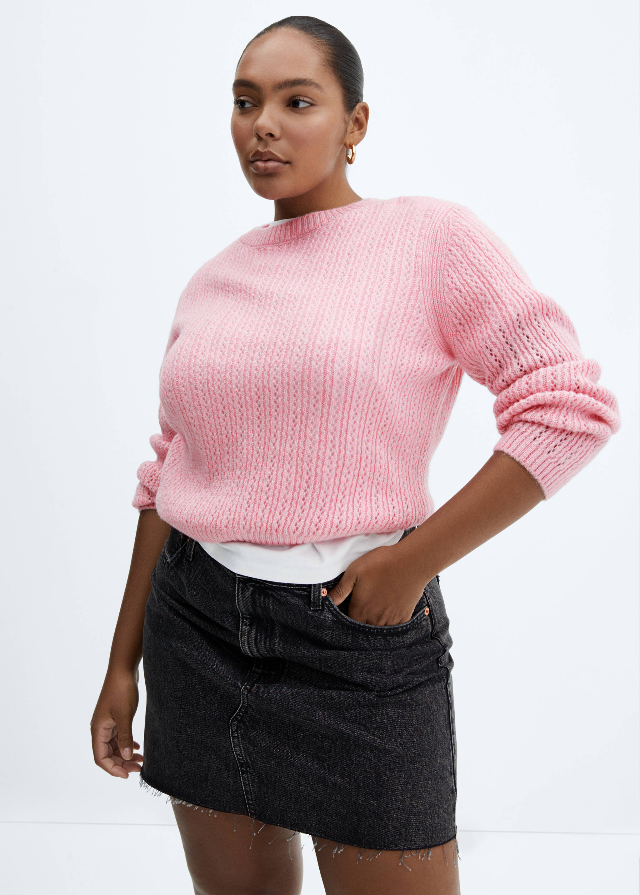 Panel sweater with lace design - Details of the article 5