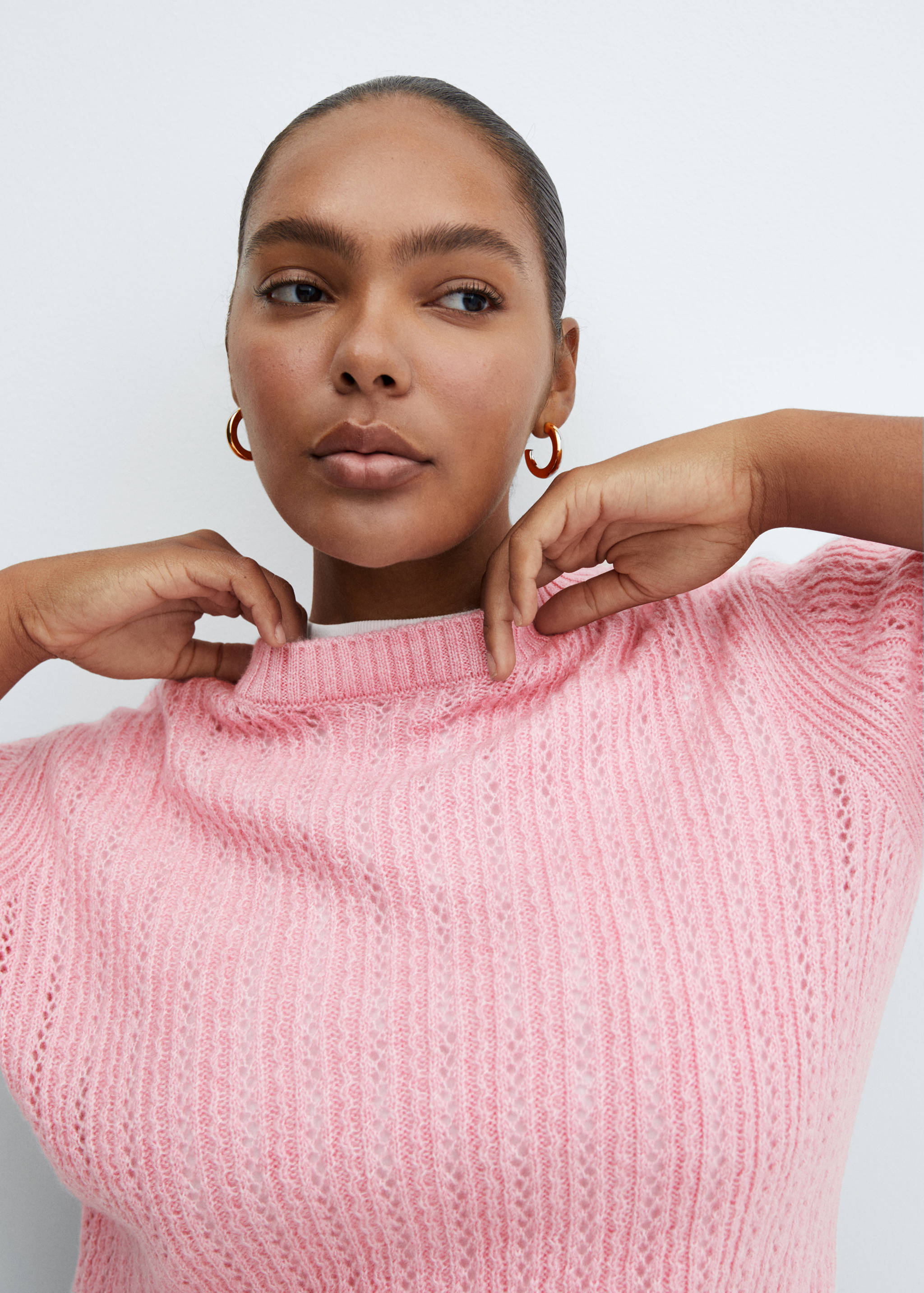 Panel sweater with lace design - Details of the article 4