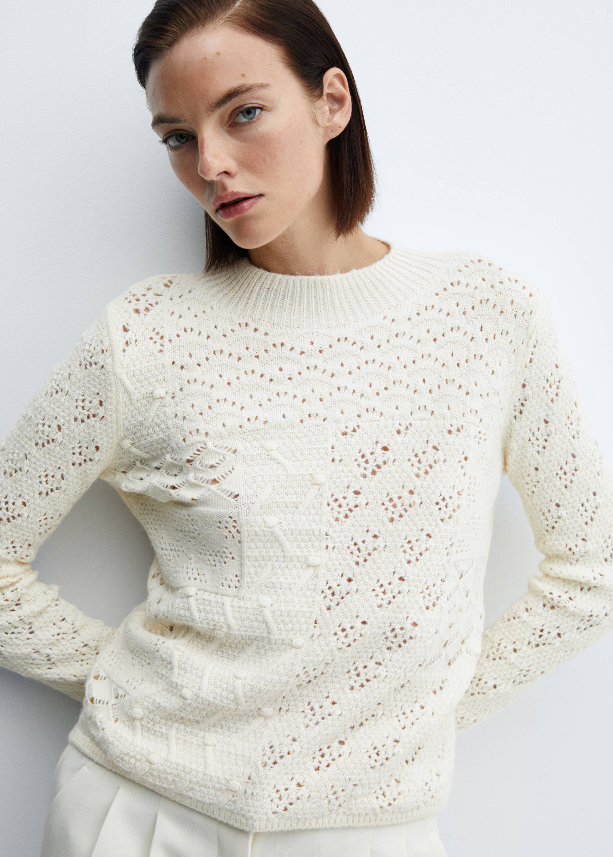 Mixed-knit crochet sweater - Details of the article 4