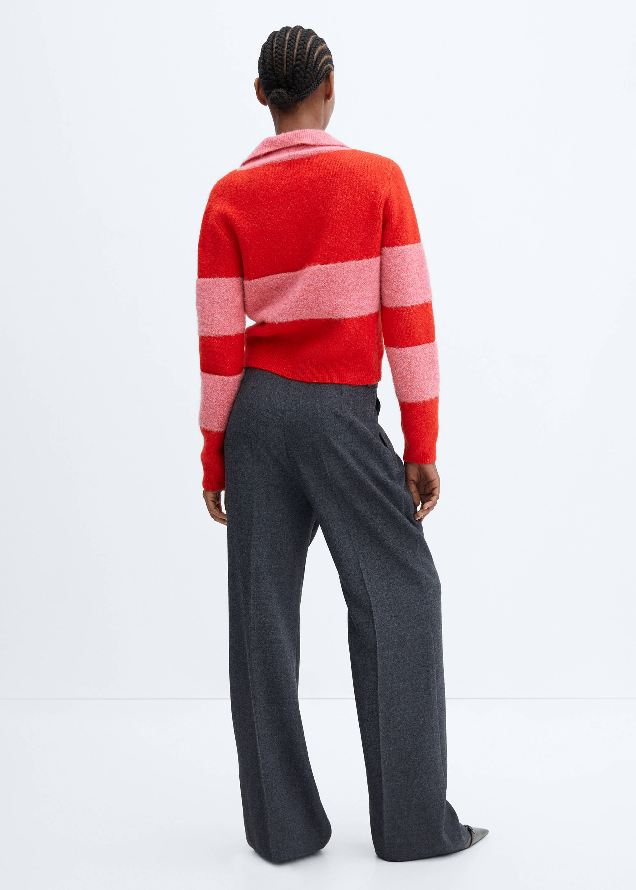 Polo-neck sweater with contrast panel - Reverse of the article