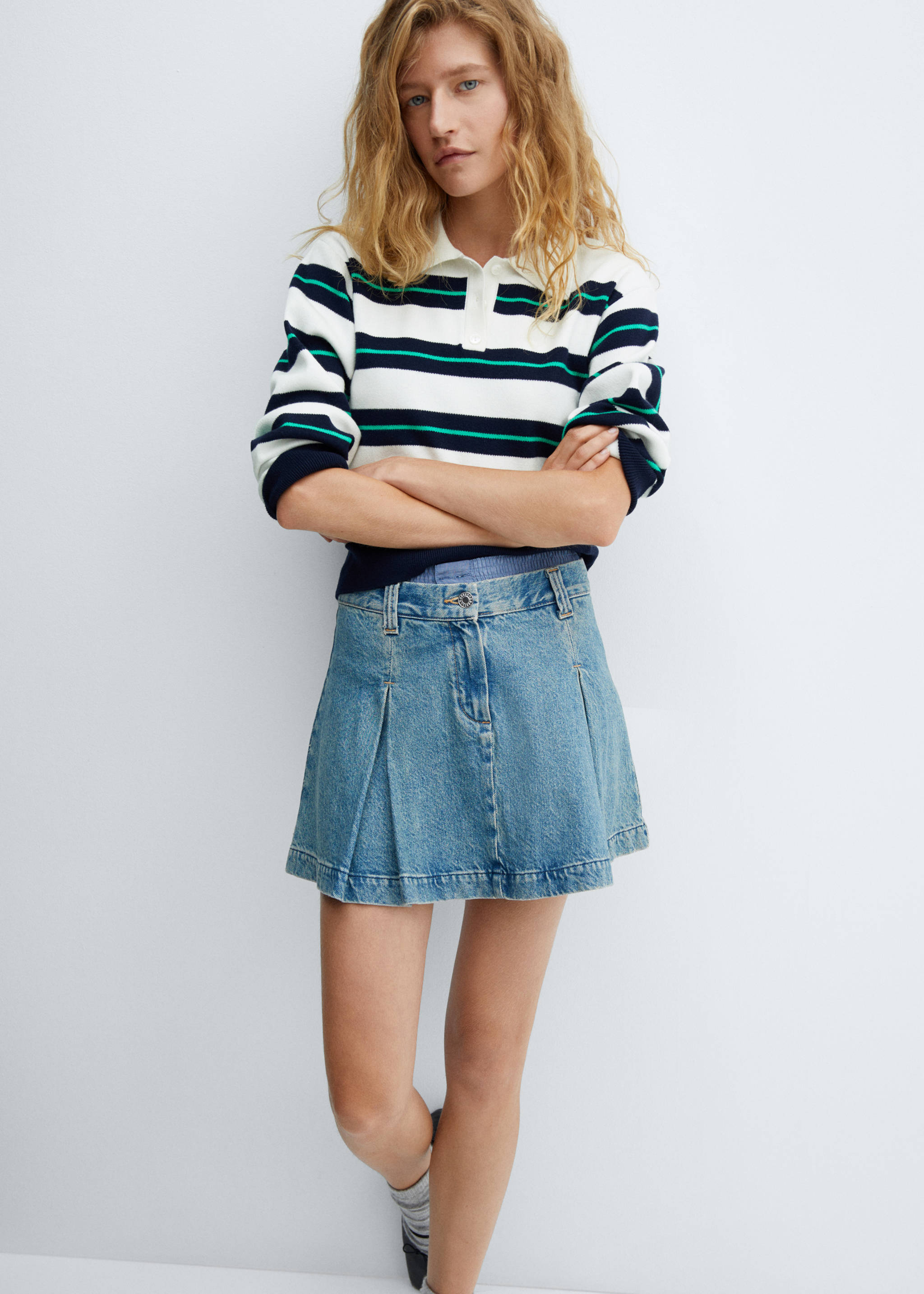 Pull-over rayures col polo - Plan moyen