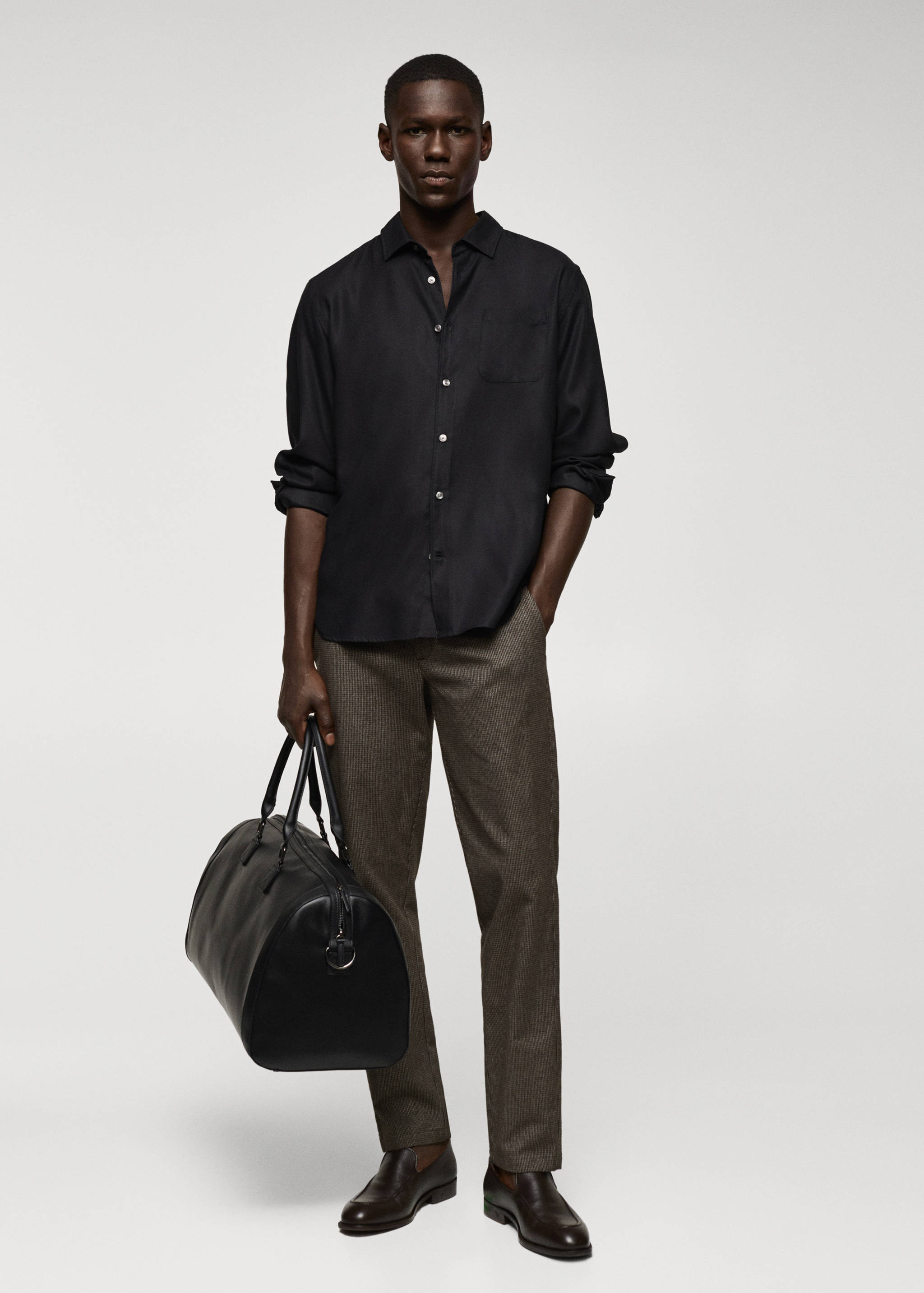 Pantalon slim-fit coton micro pied-de-poule - Plan général