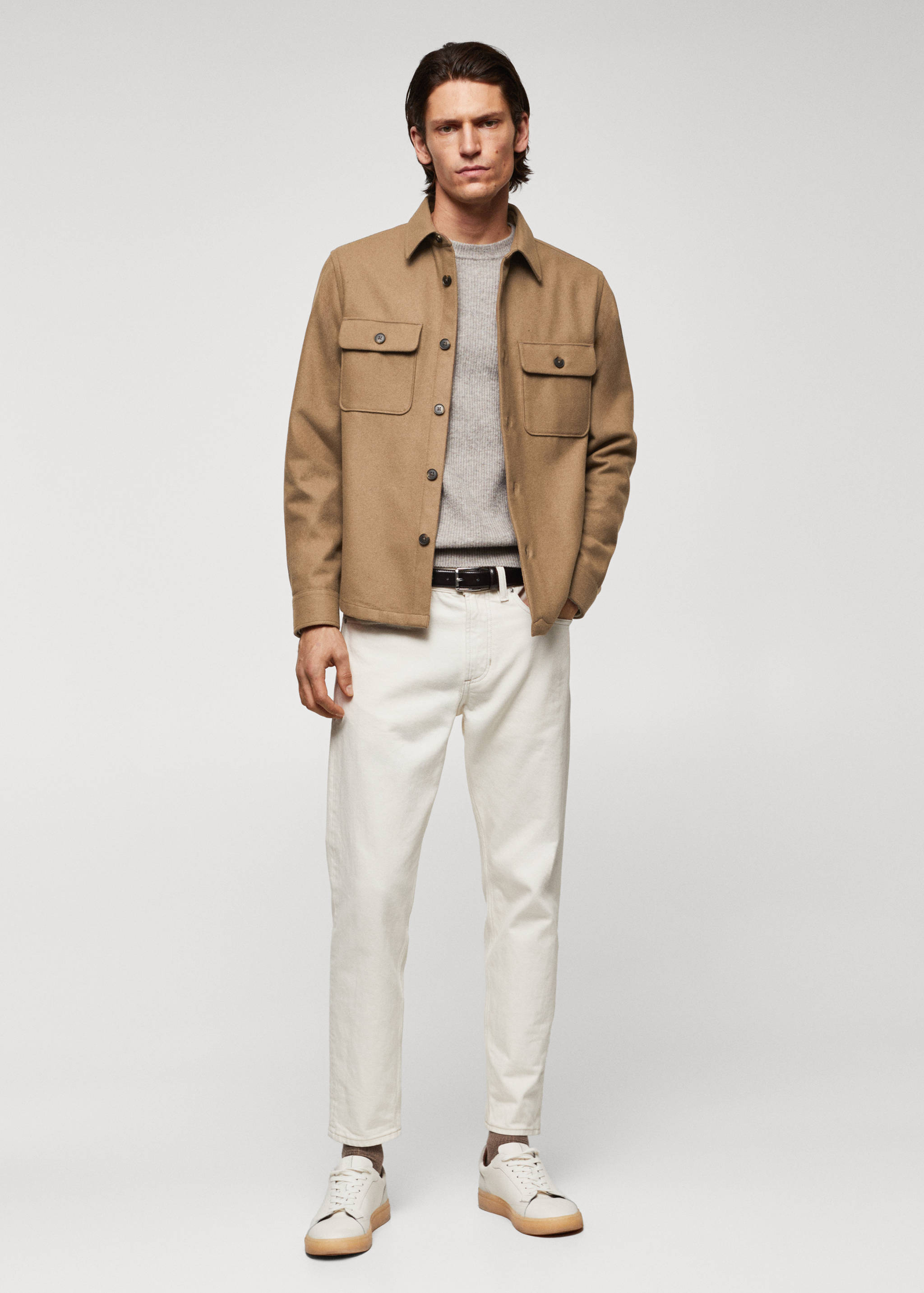 Wool overshirt with pockets - General plane
