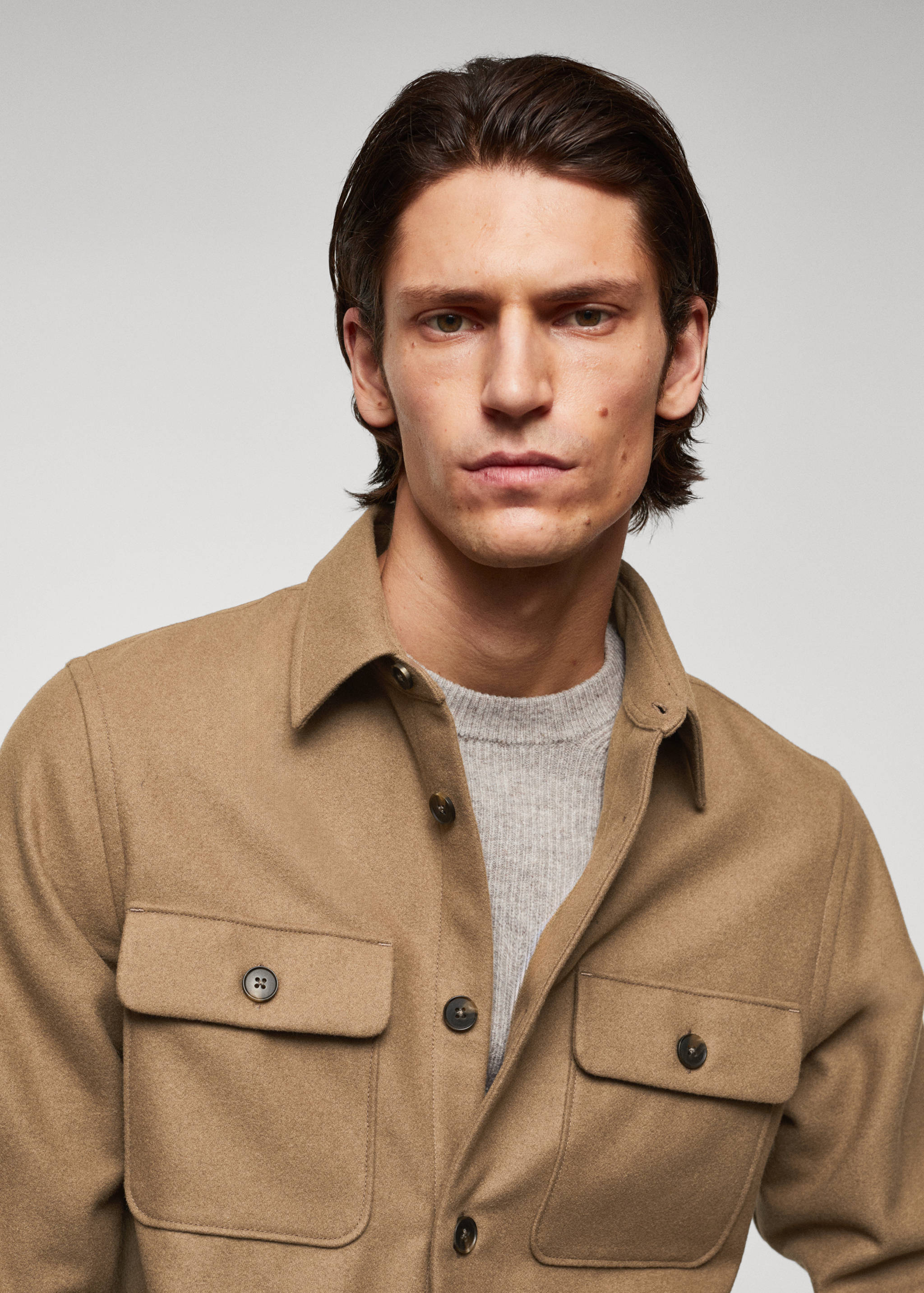 Wool overshirt with pockets - Details of the article 1