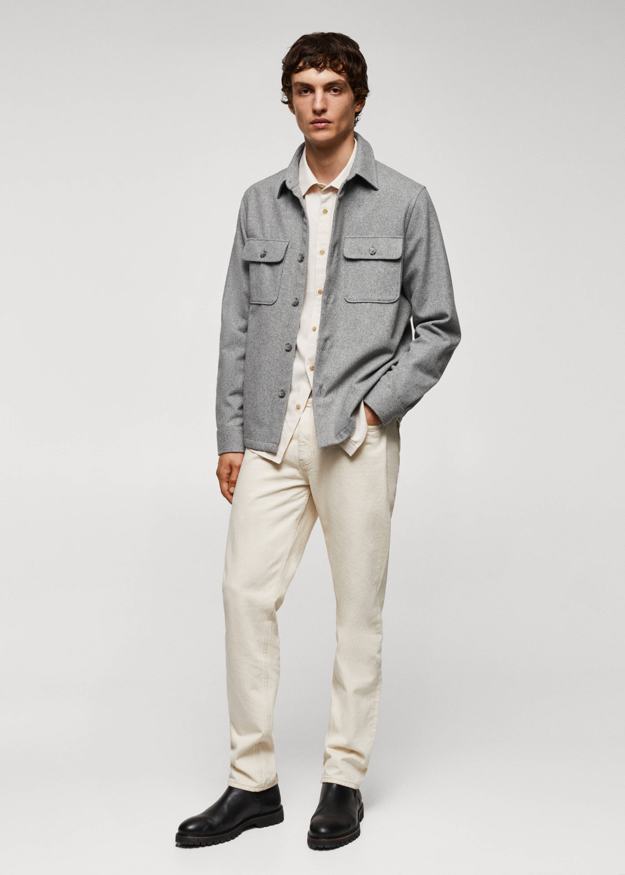 Wool overshirt with pockets - General plane