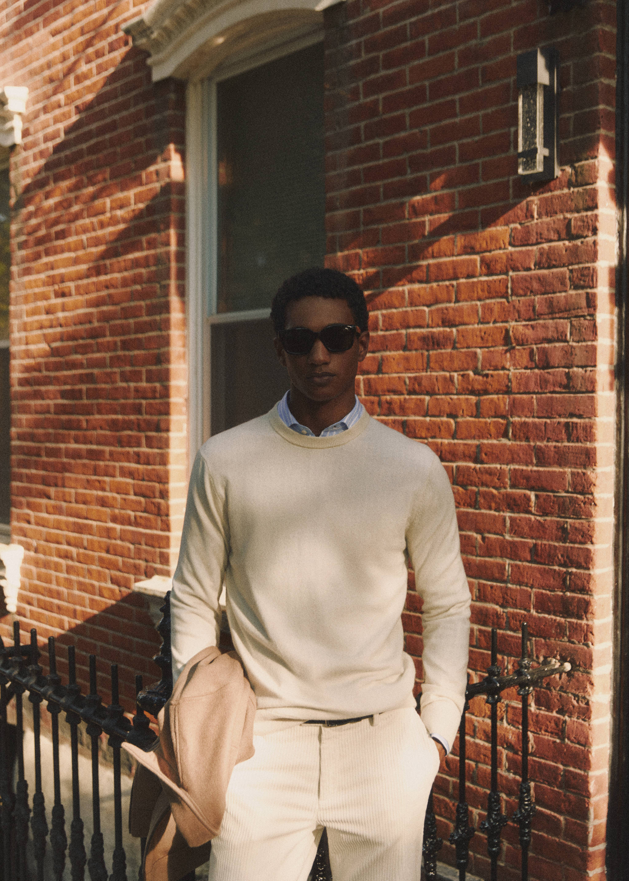 细线针织羊毛混纺毛衣 - null