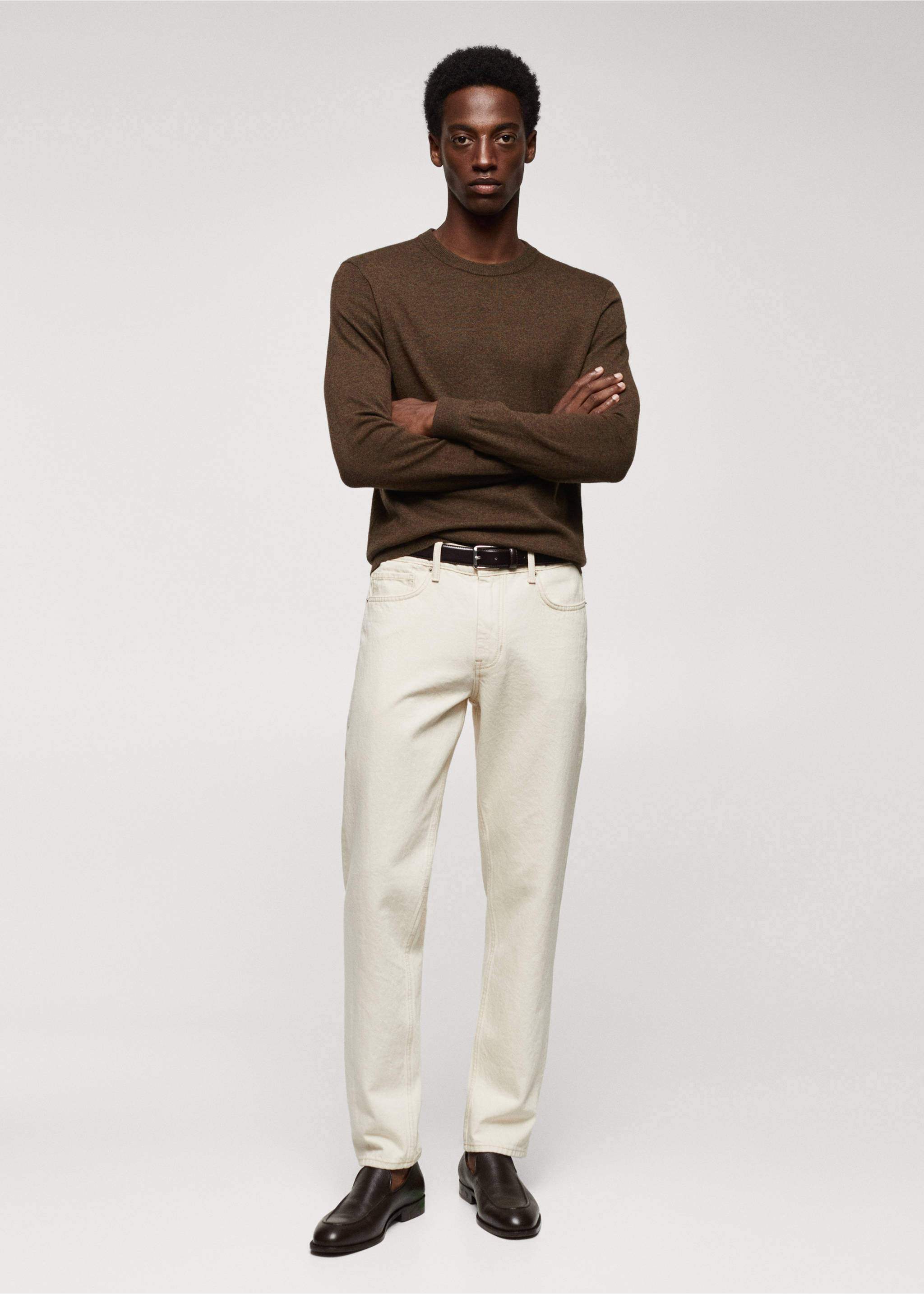 Fine-knit wool-blend sweater - General plane, Khaki. Ref: 57005962-00.