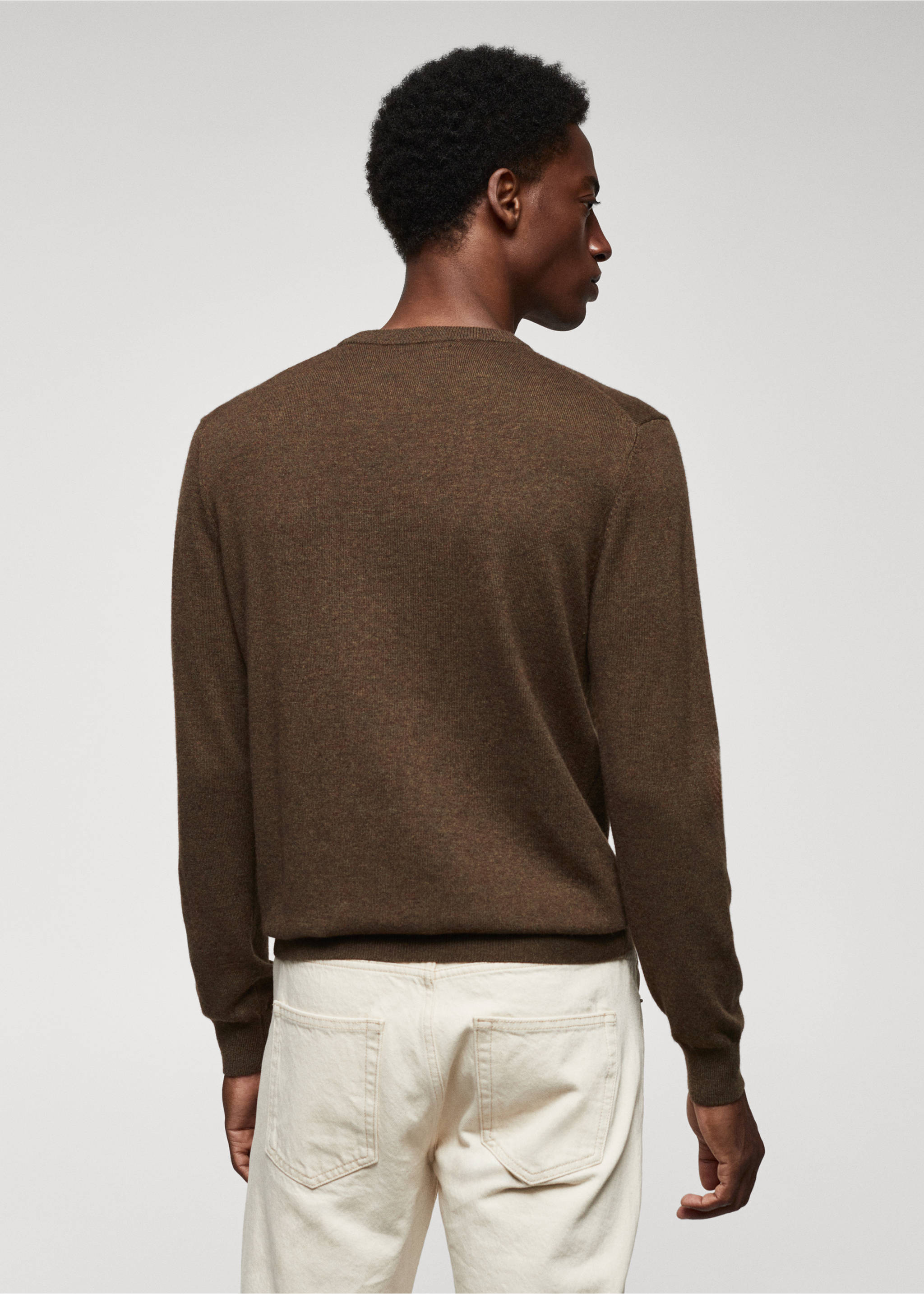 Fine-knit wool-blend sweater - Reverse of the article, Khaki. Ref: 57005962-00.