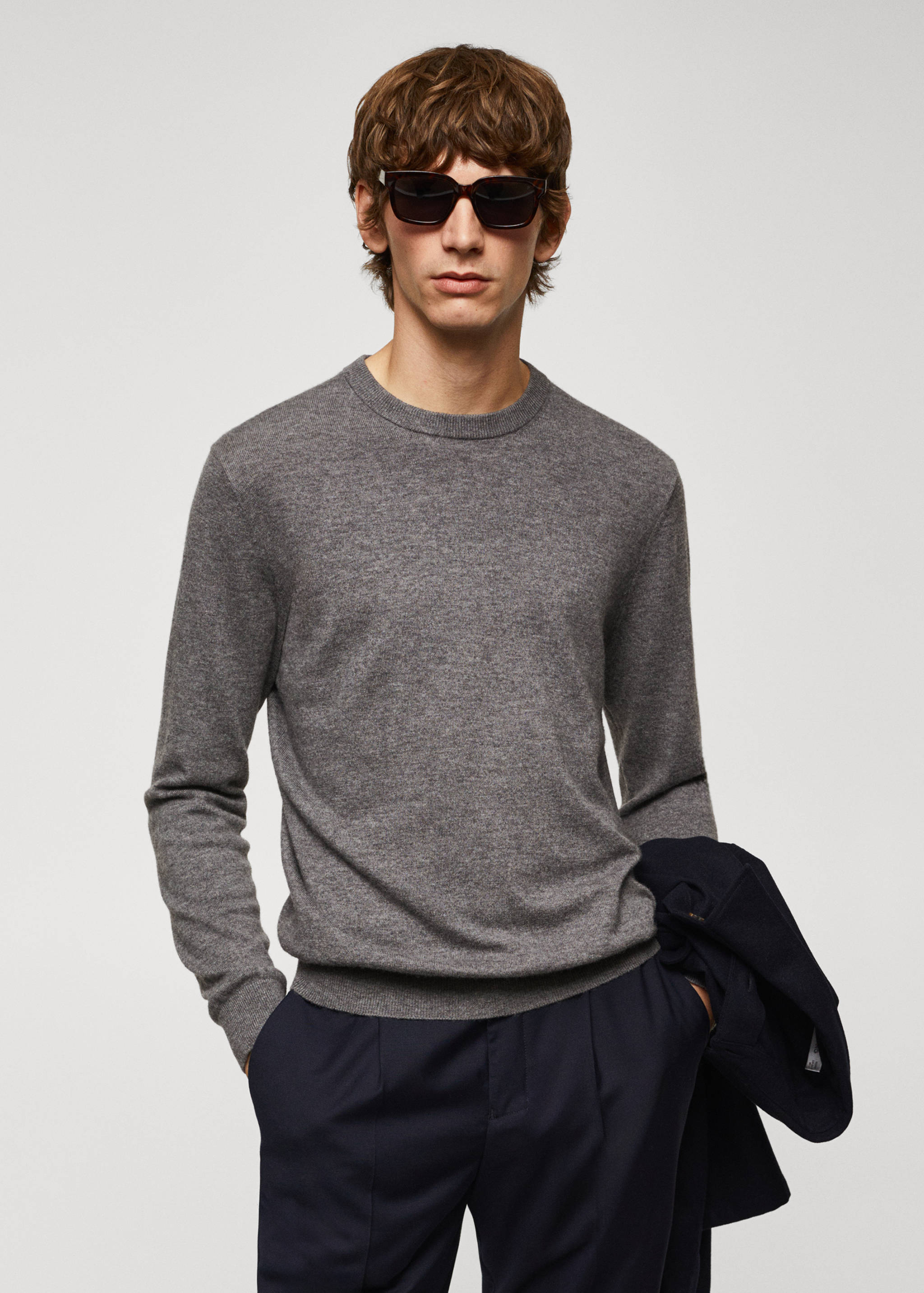 Pull-over maille fine laine mélangée - Plan moyen