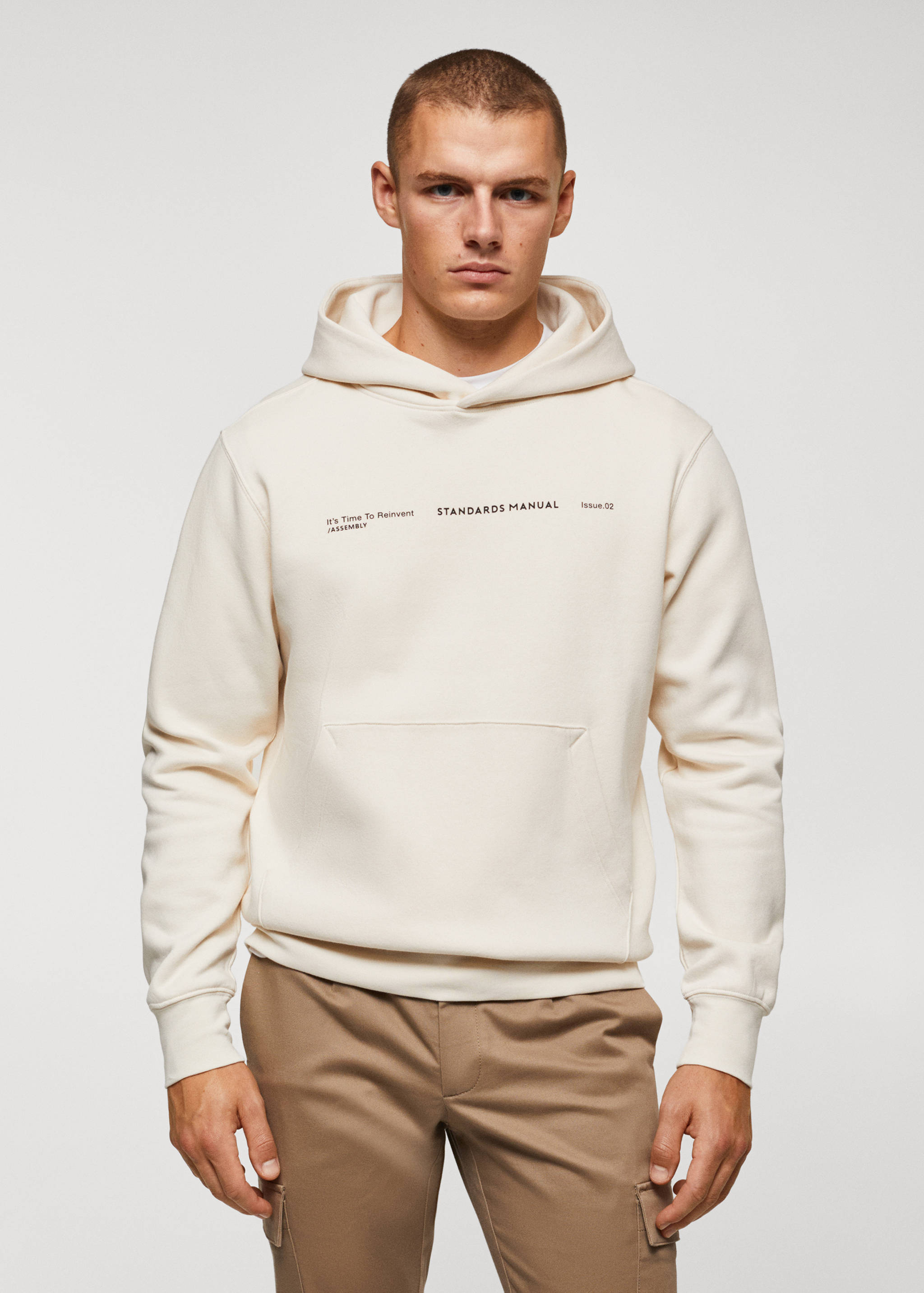 Sweat-shirt capuche coton texte - Plan moyen