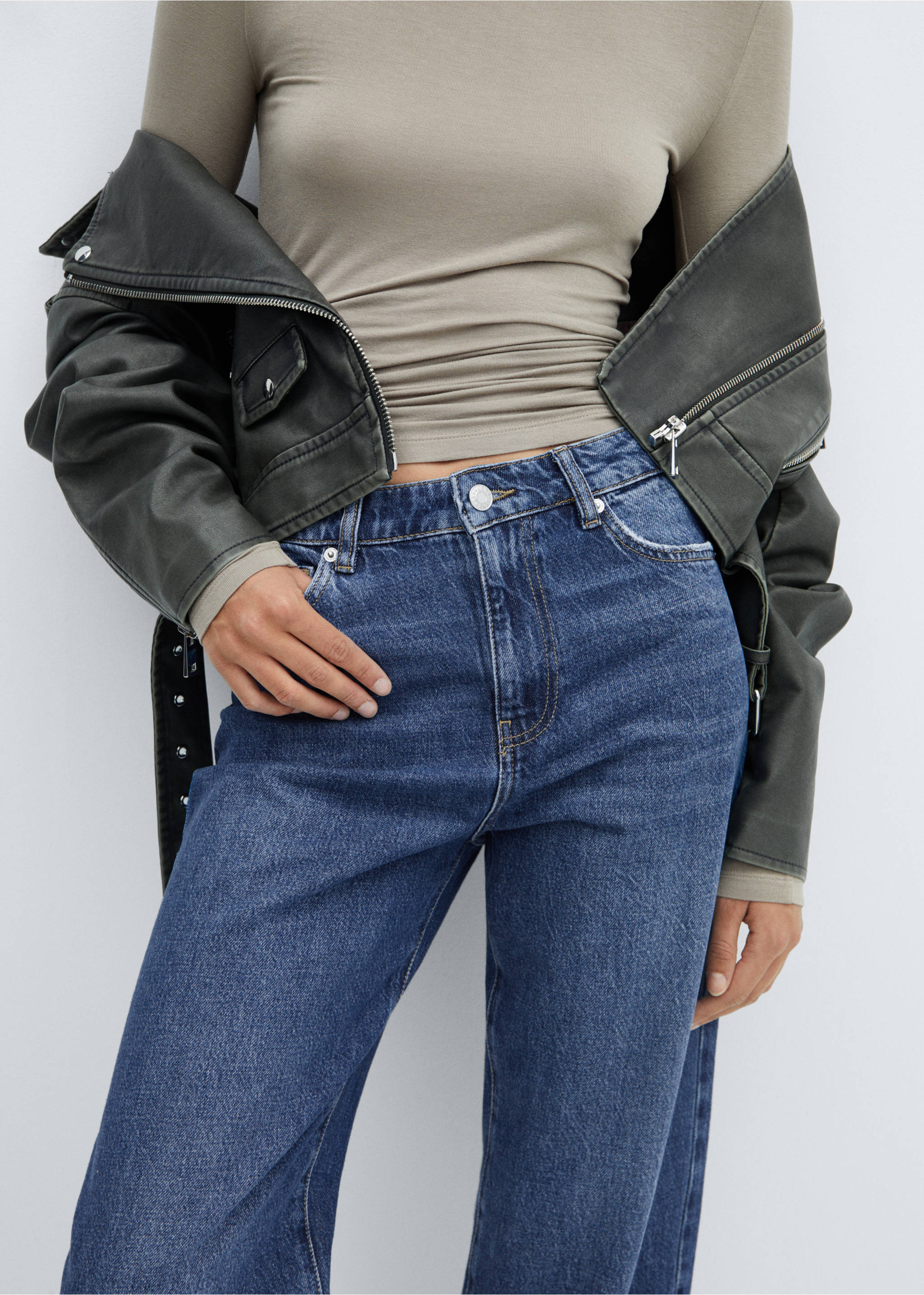 Jeans slouchy tiro alto - Detalle del artículo 3, Azul oscuro. Ref: 57005974-00.