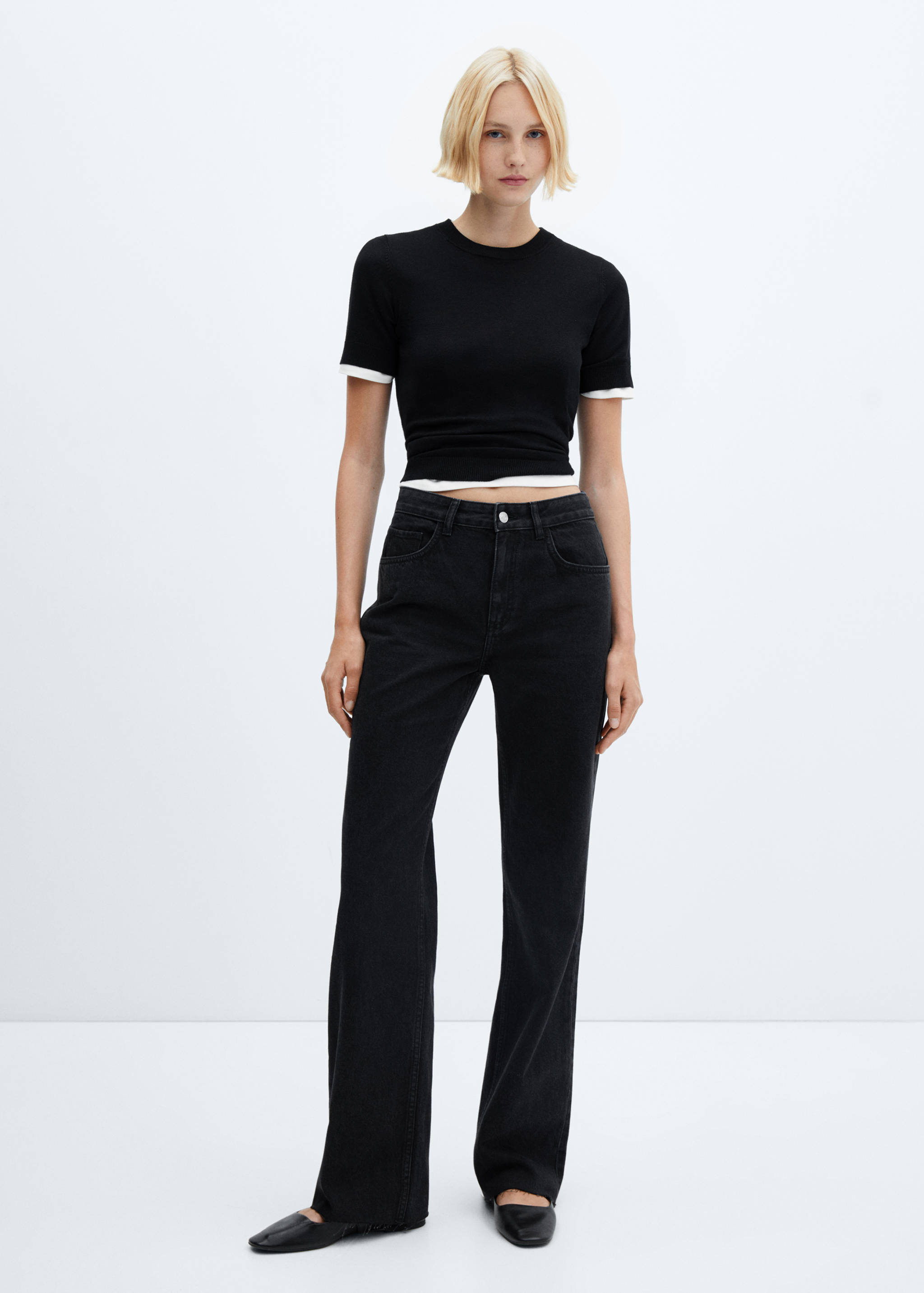 Wide leg mid-rise jeans - General plane
