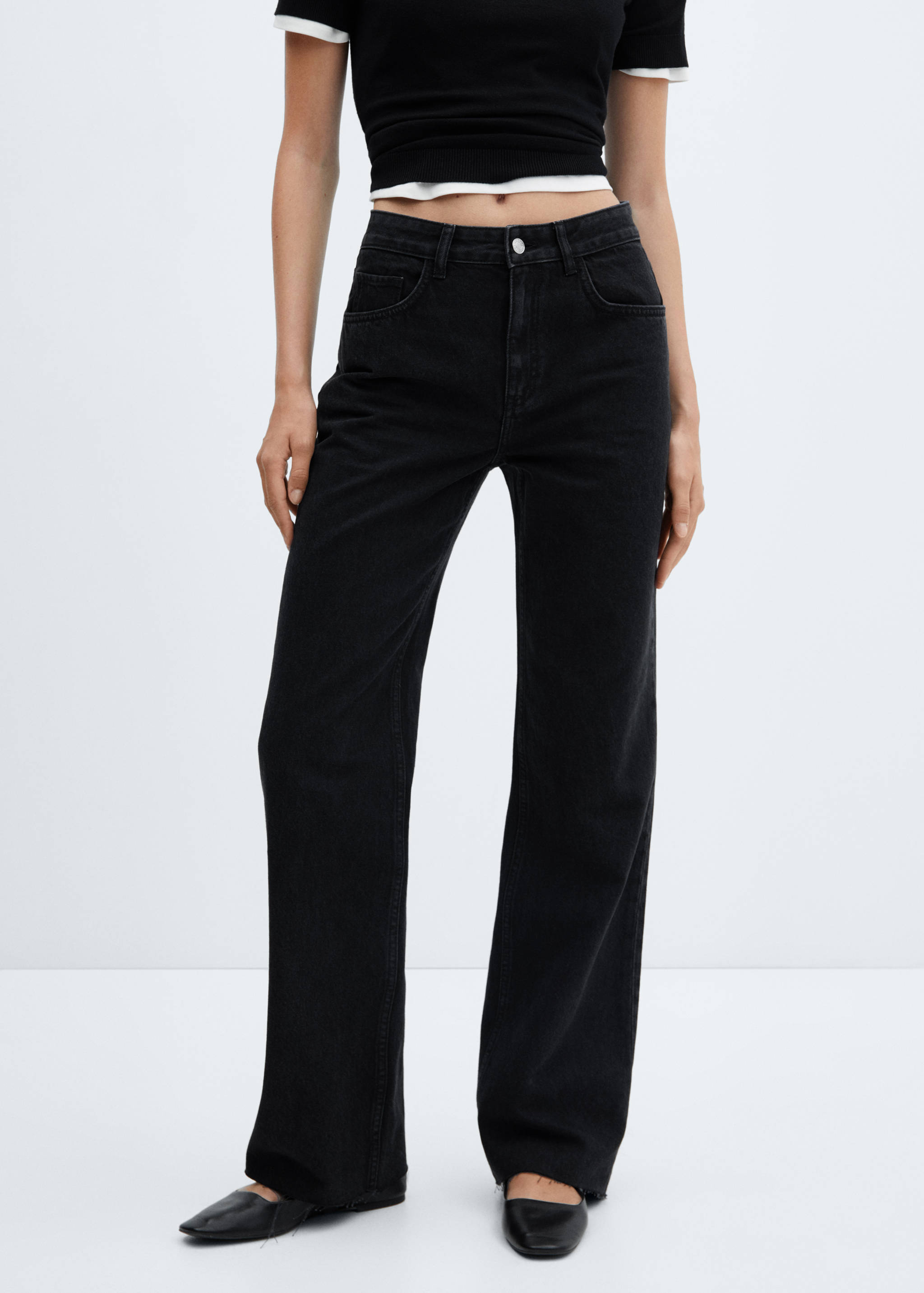 Wide leg mid-rise jeans - Medium plane