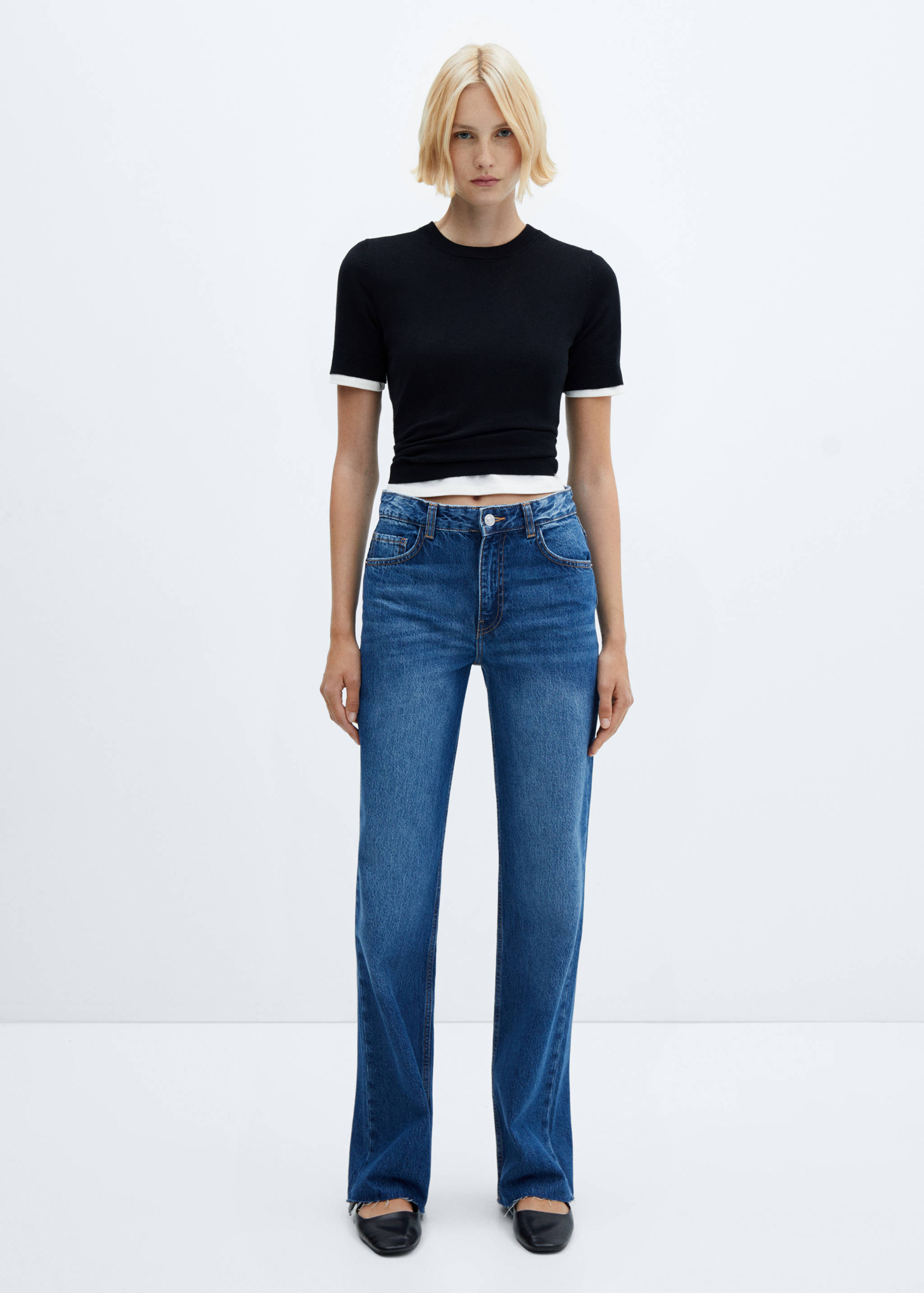 Wide leg mid-rise jeans - General plane