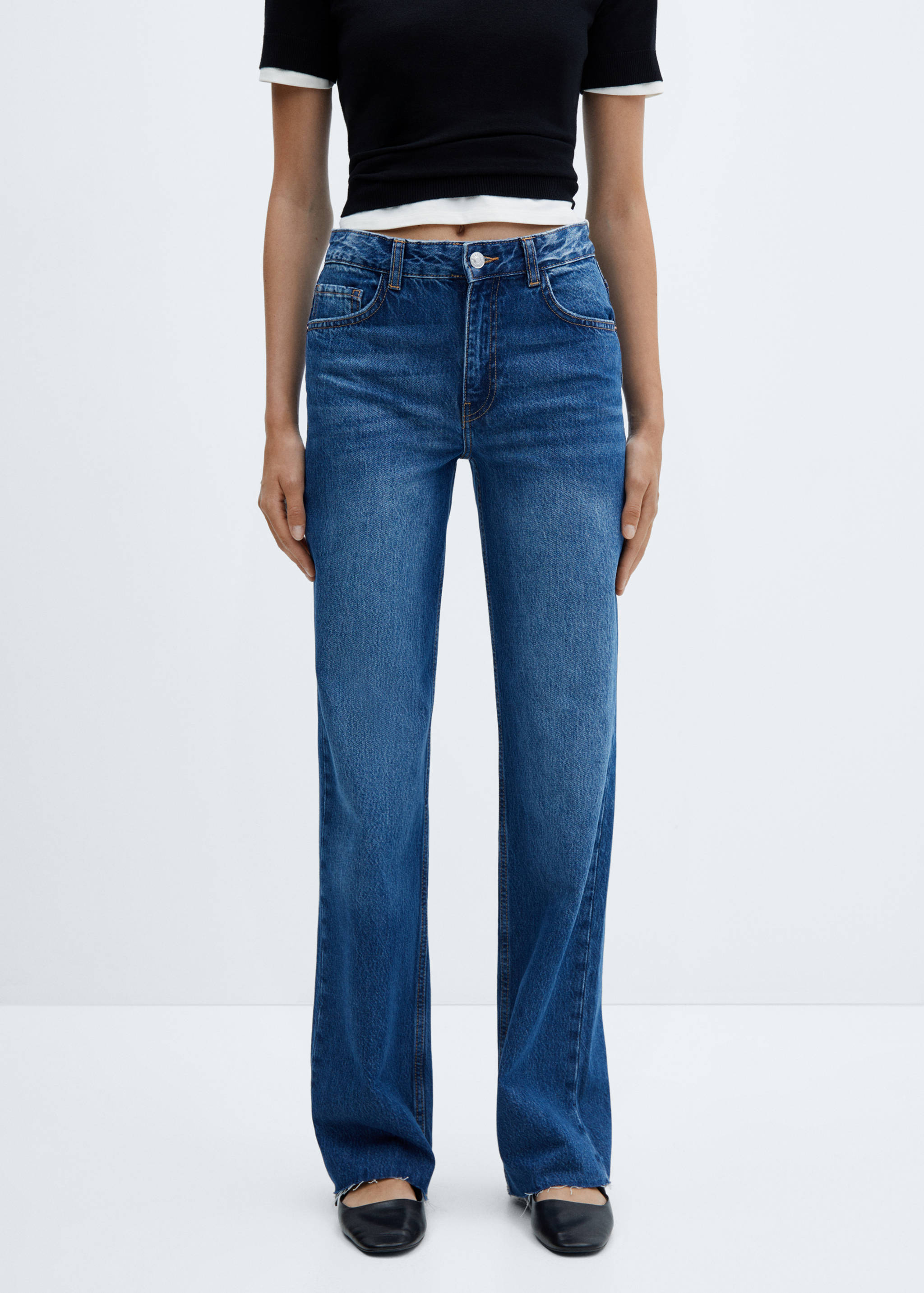 Wide leg mid-rise jeans - Medium plane