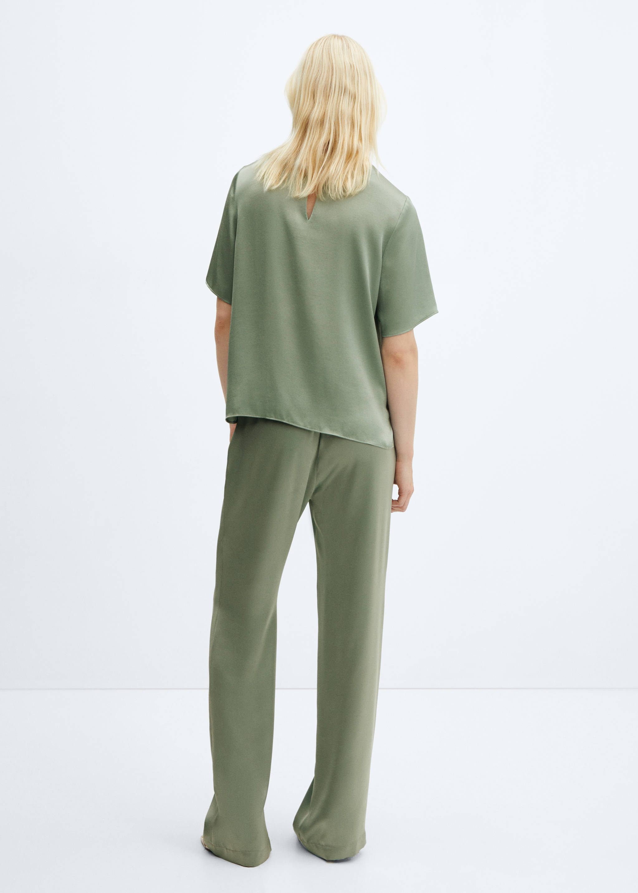 Satin pants with elastic waist - Reverse of the article
