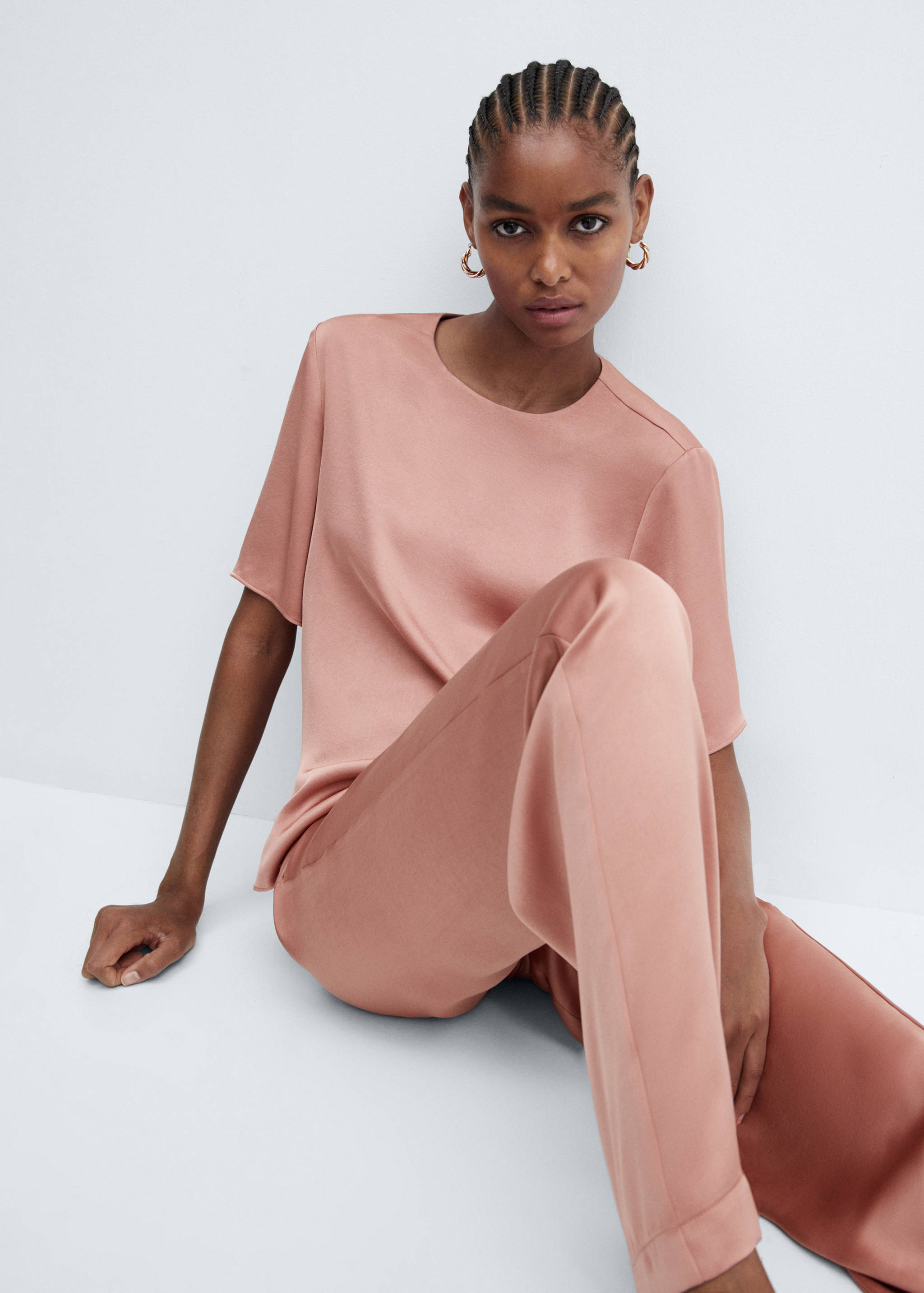 Satin pants with elastic waist - Details of the article 2