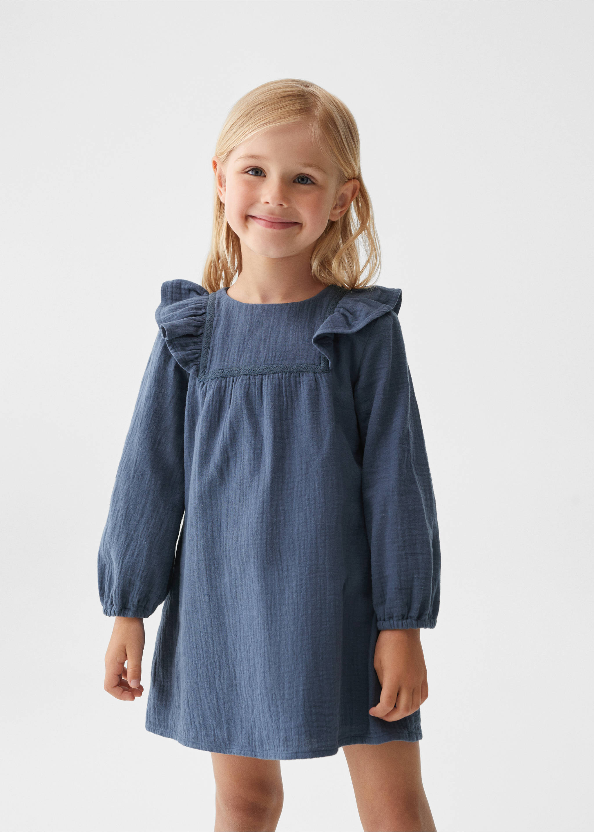 Cotton-blend dress - Medium plane, China Blue. Ref: 57005984-00.