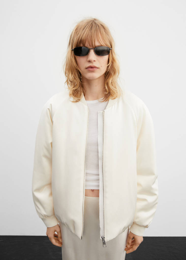 Quilted bomber jacket — Ecru
