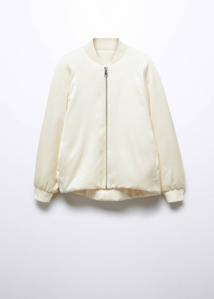 Quilted bomber jacket — Ecru
